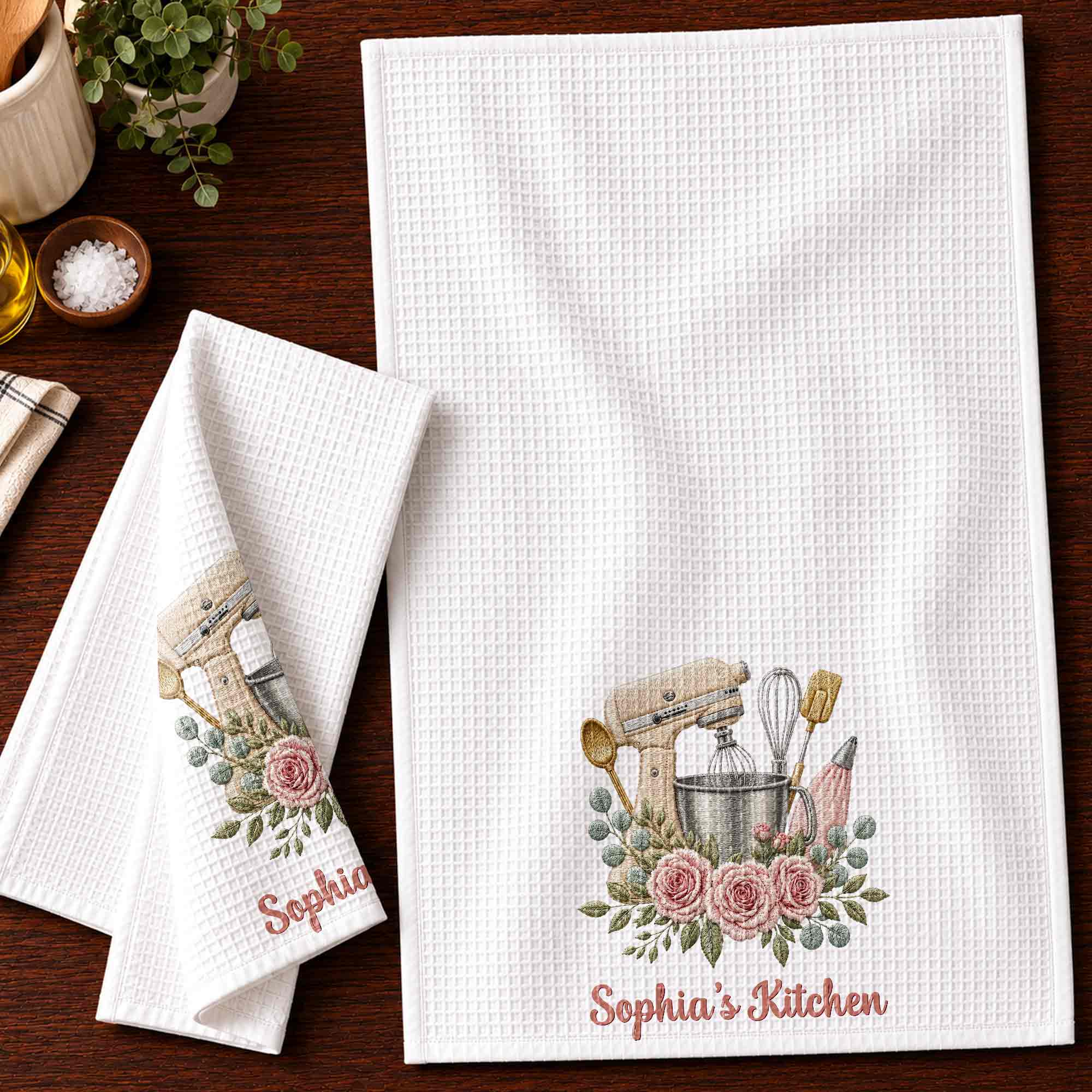 Personalized Kitchen Towel Custom Name Baking Gift for Mom