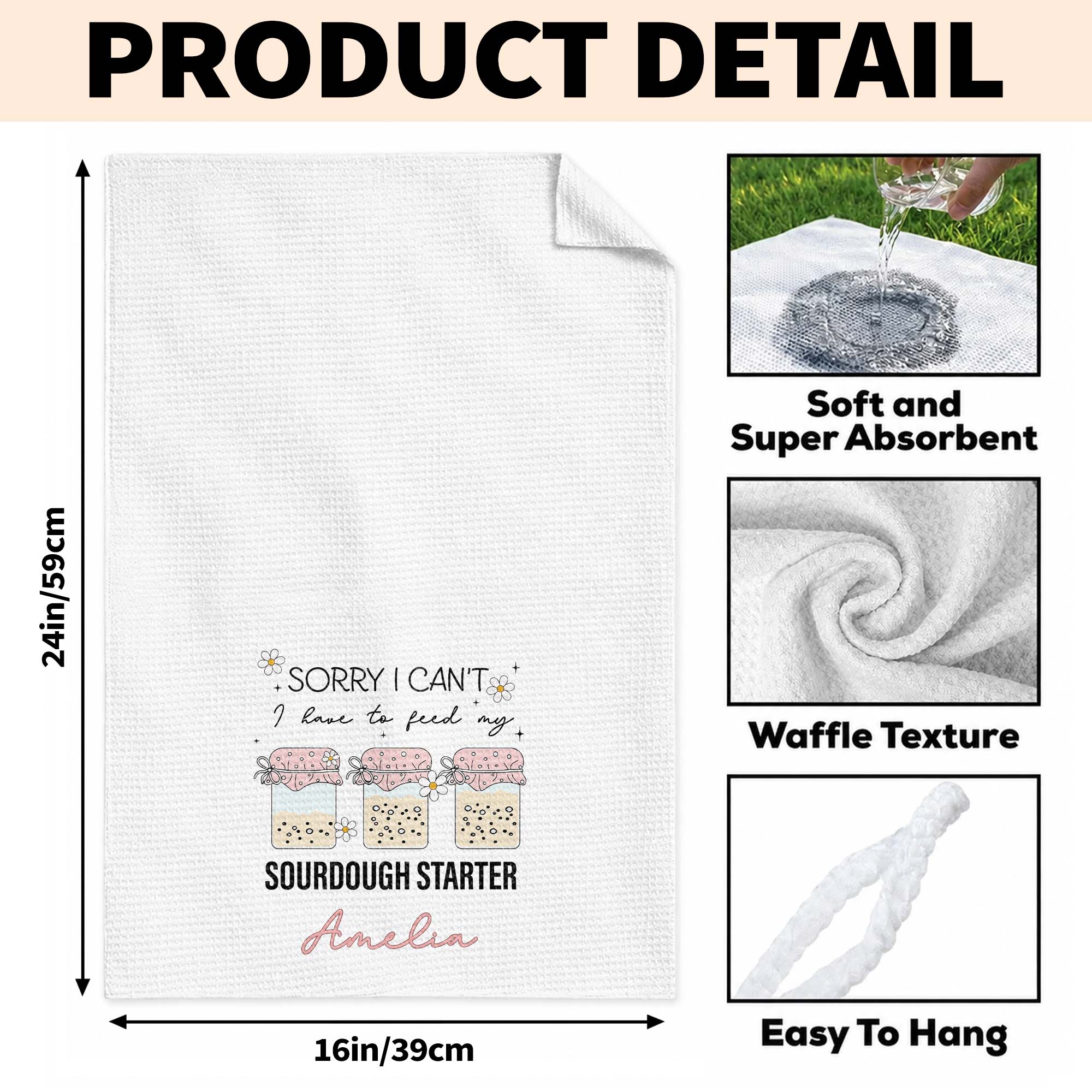 Personalized Kitchen Towel Custom Baking Gift for Mom
