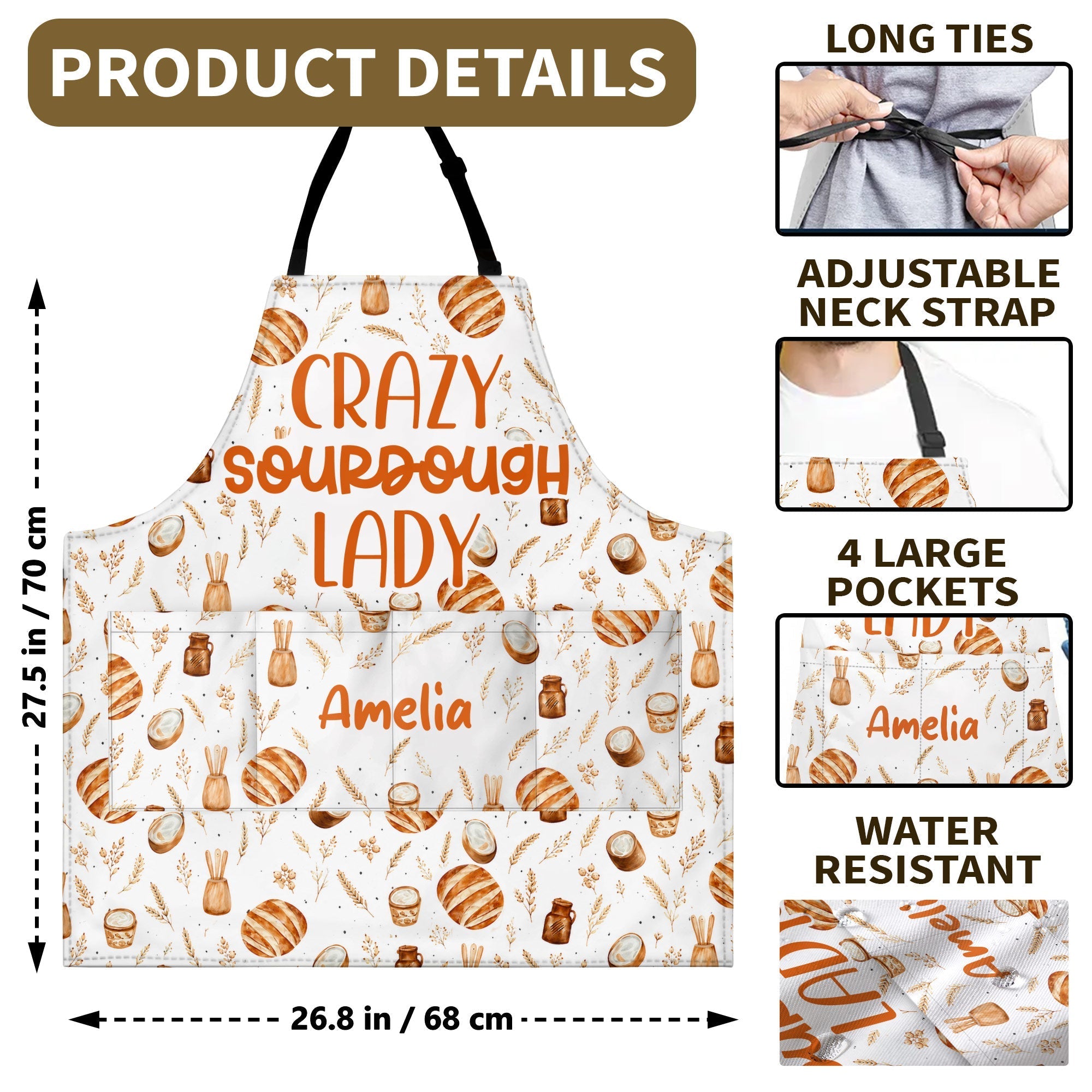 Personalized Cooking Apron Custom Name for Bakers Gift