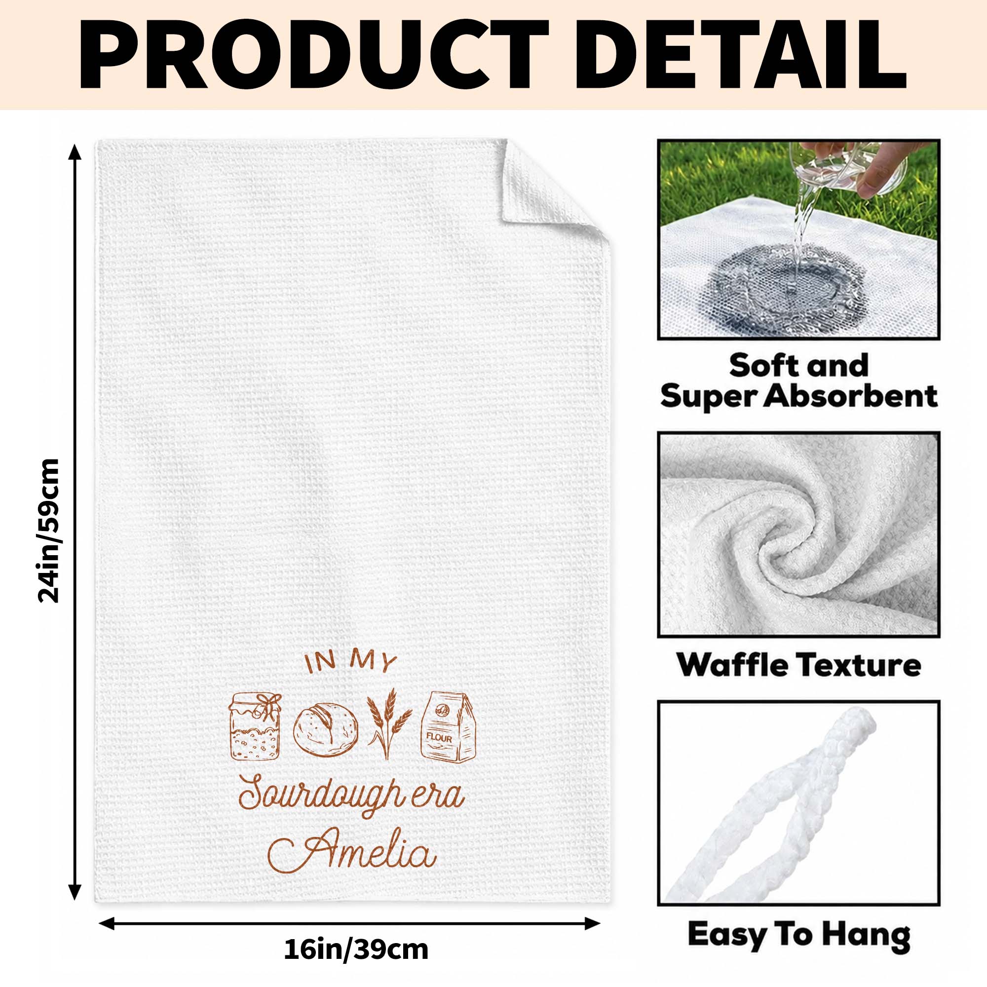 Personalized Kitchen Towel Custom Name Baking Gift for Him/Her