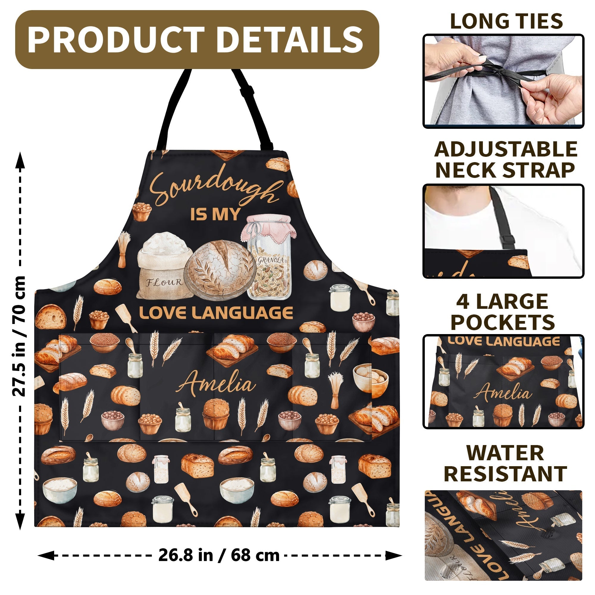 Personalized Apron Sourdough Love Language Custom Gift for Her