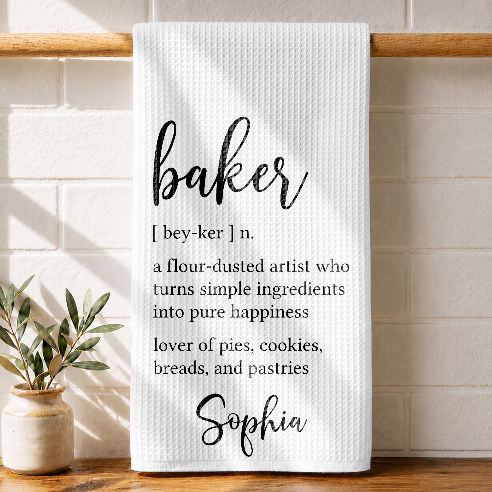 Personalized Kitchen Towel Custom Baker Definition Gift