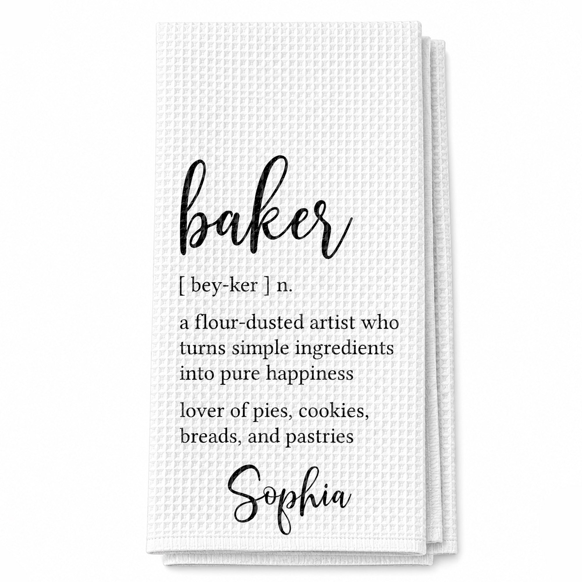 Personalized Kitchen Towel Custom Baker Definition Gift