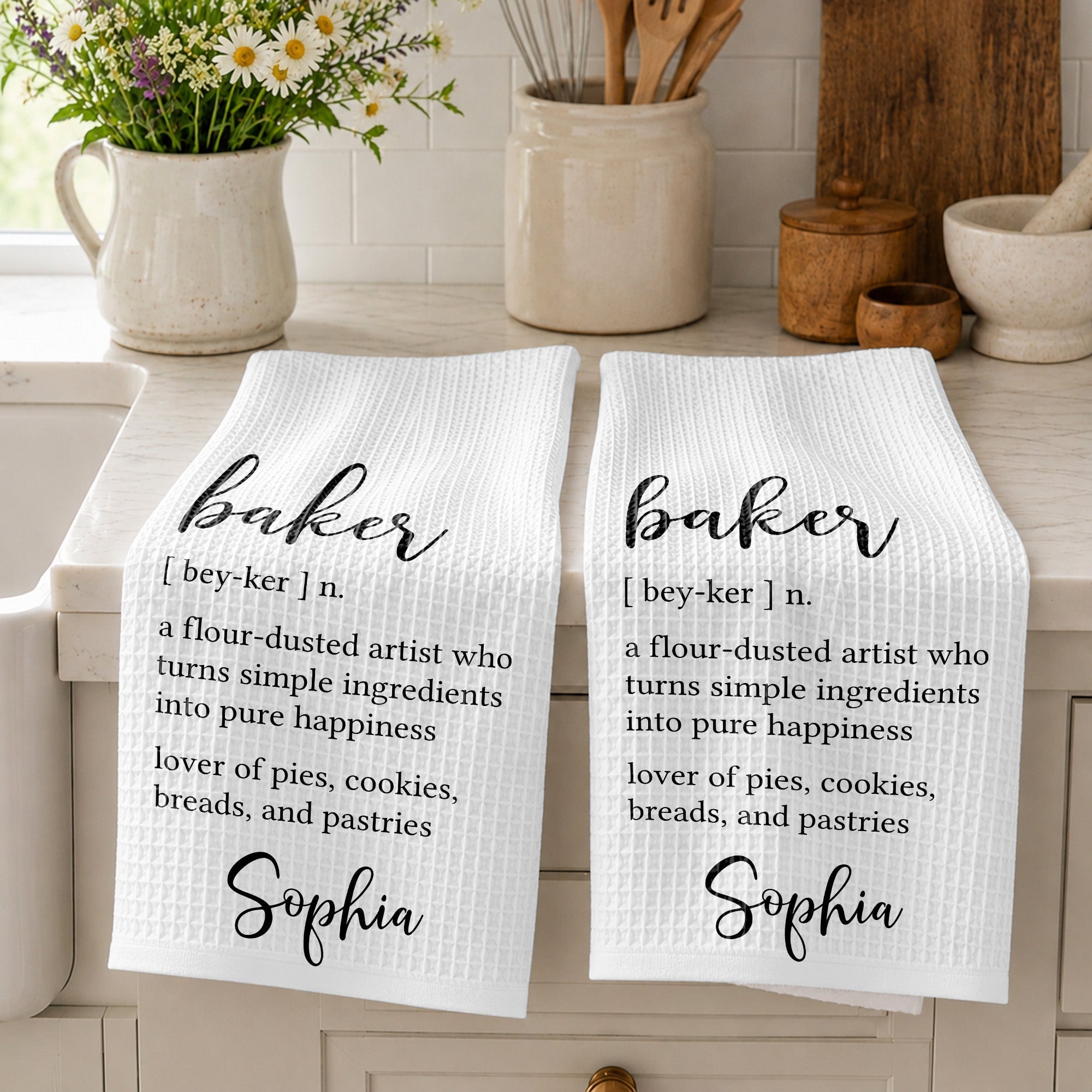 Personalized Kitchen Towel Custom Baker Definition Gift