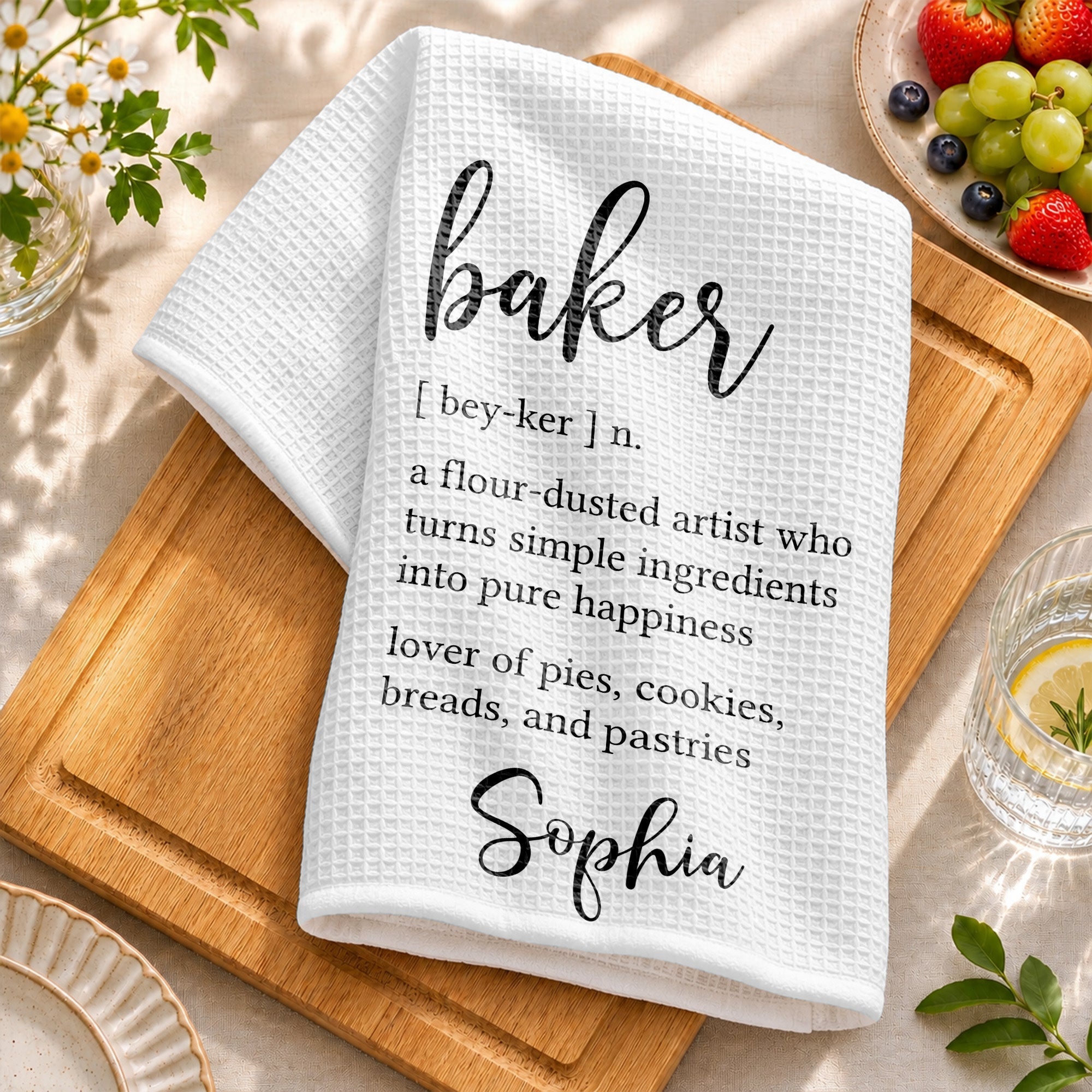 Personalized Kitchen Towel Custom Baker Definition Gift