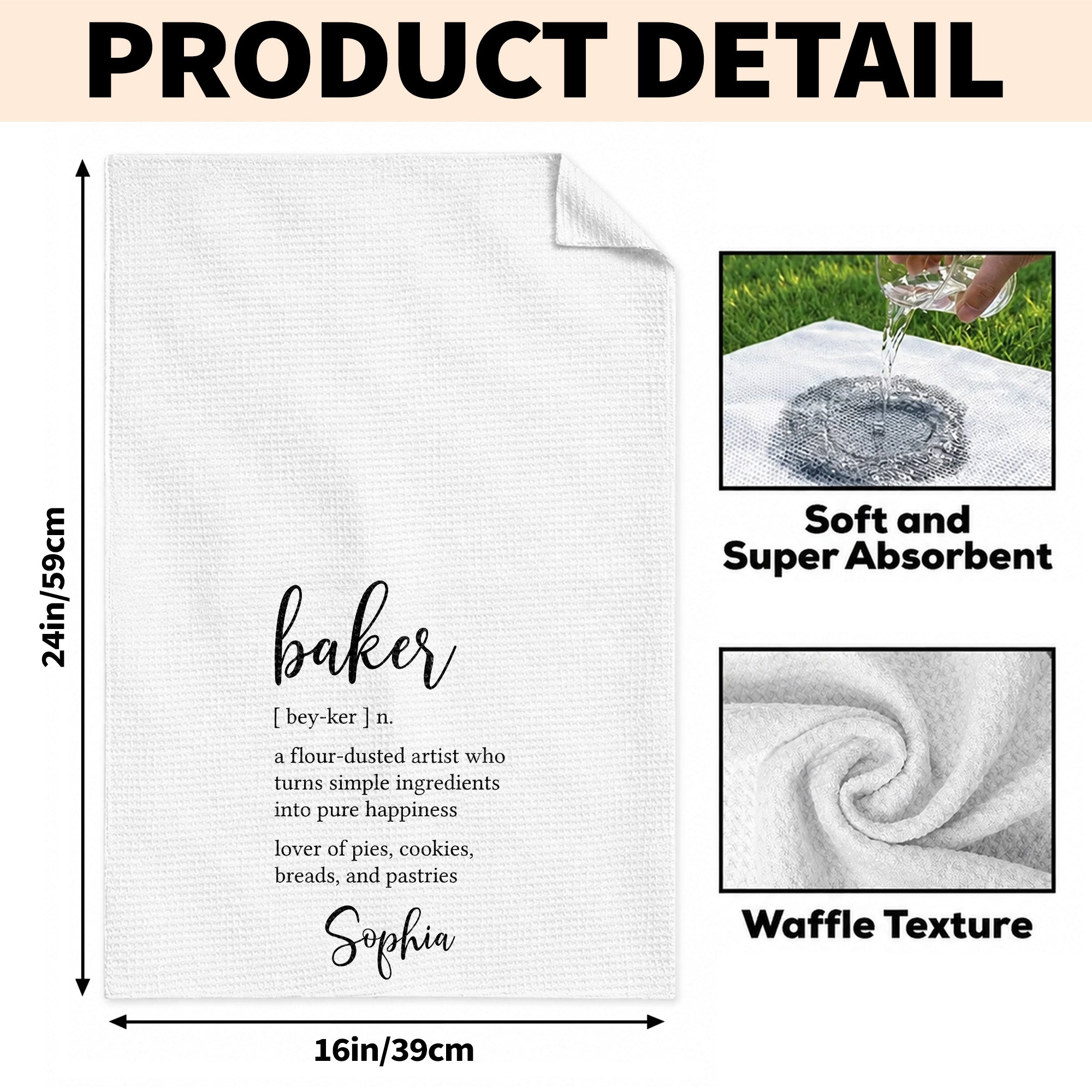 Personalized Kitchen Towel Custom Baker Definition Gift