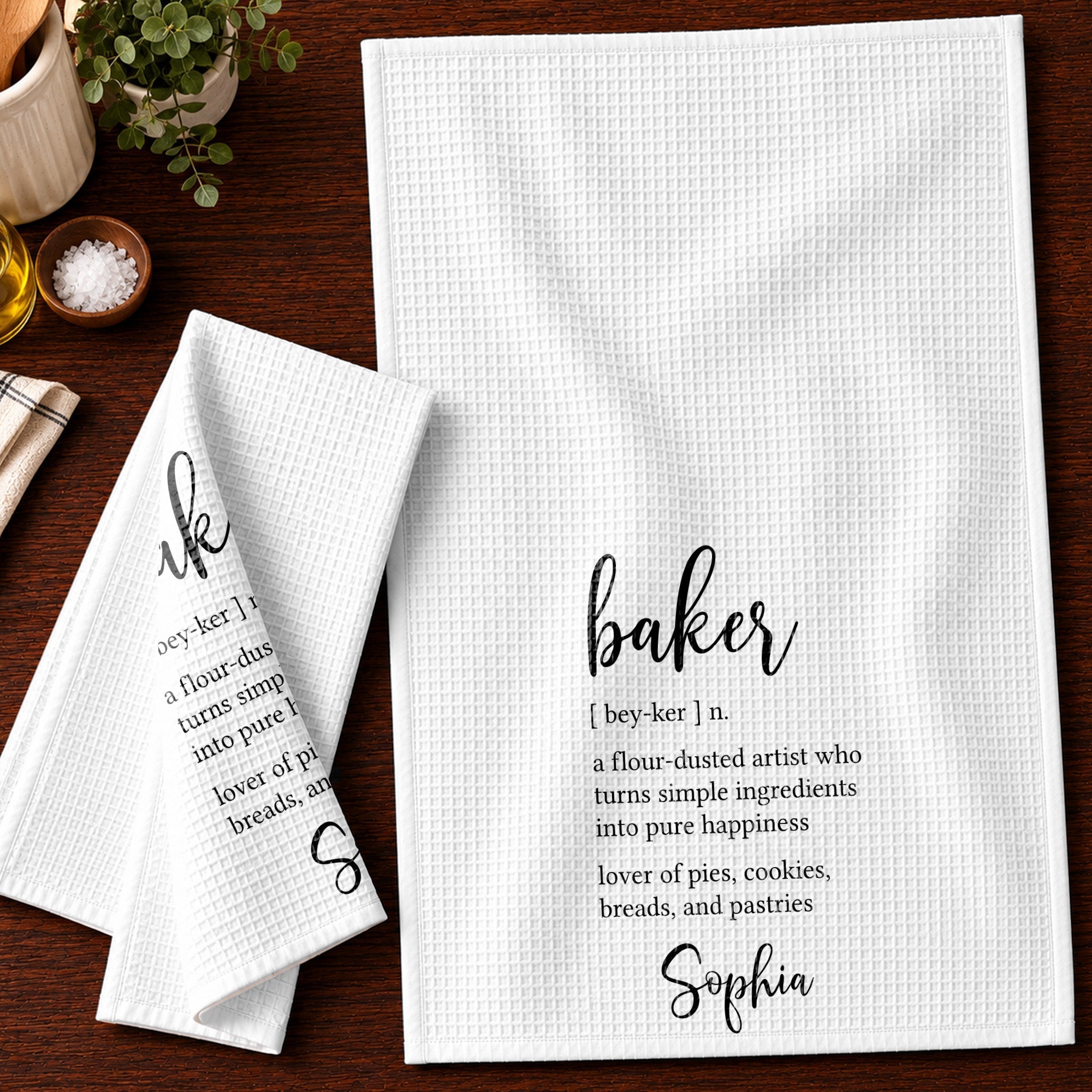 Personalized Kitchen Towel Custom Baker Definition Gift