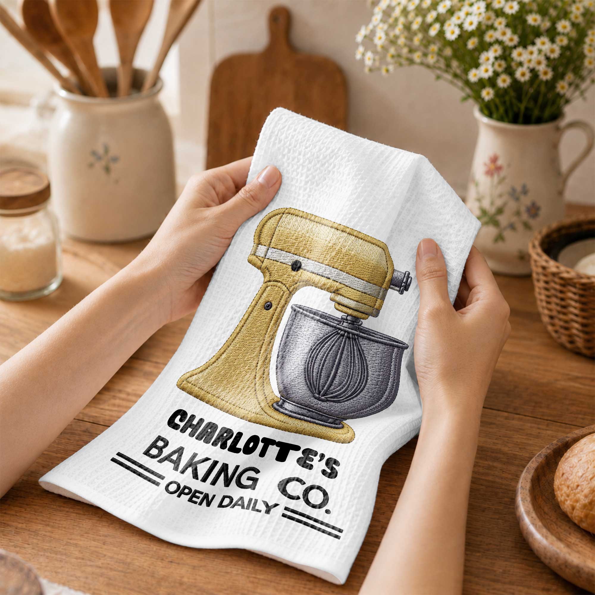 Personalized Kitchen Towel Custom Name Baking Gift for Moms