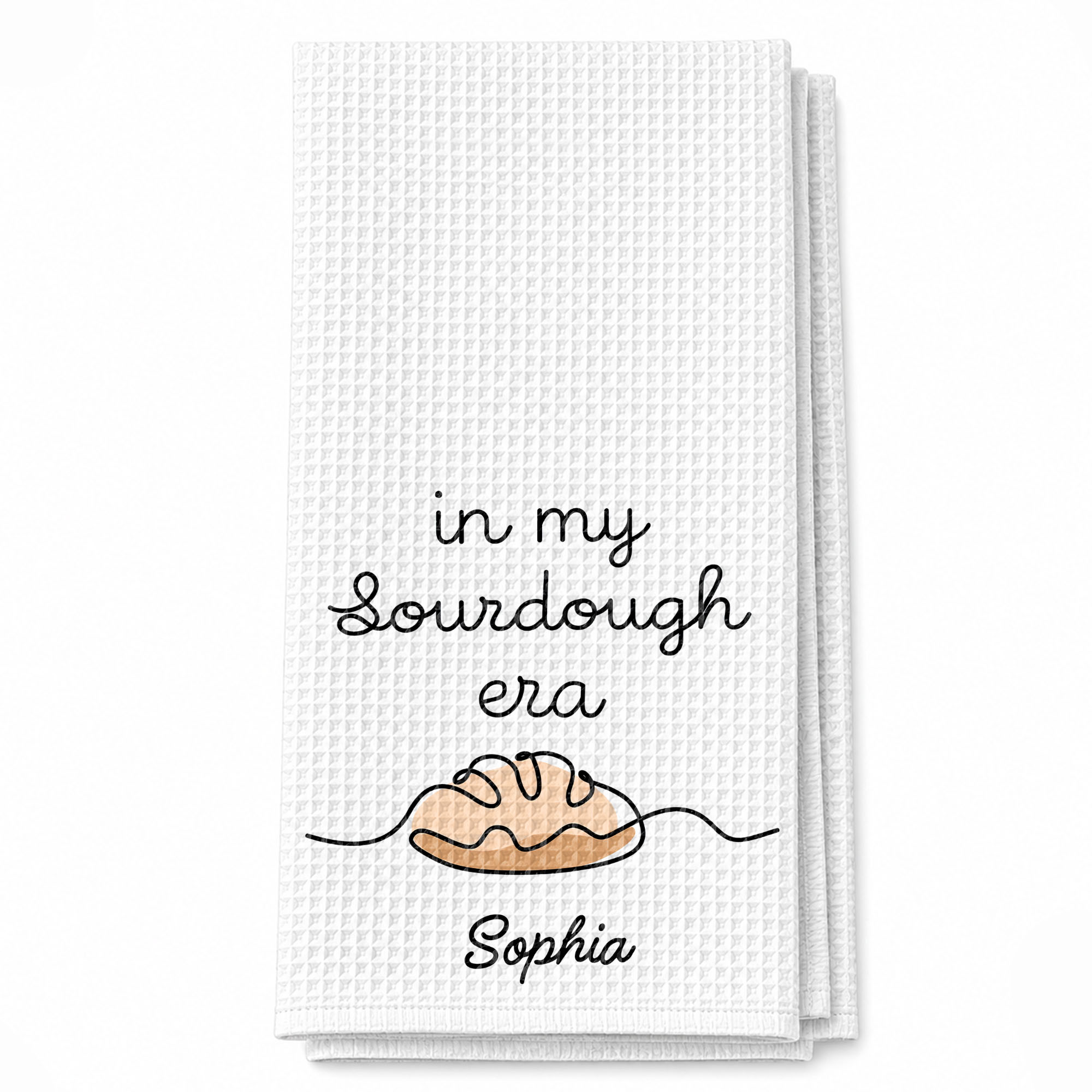 Personalized Minimalist Bread Art Kitchen Towel Gift for Bakers