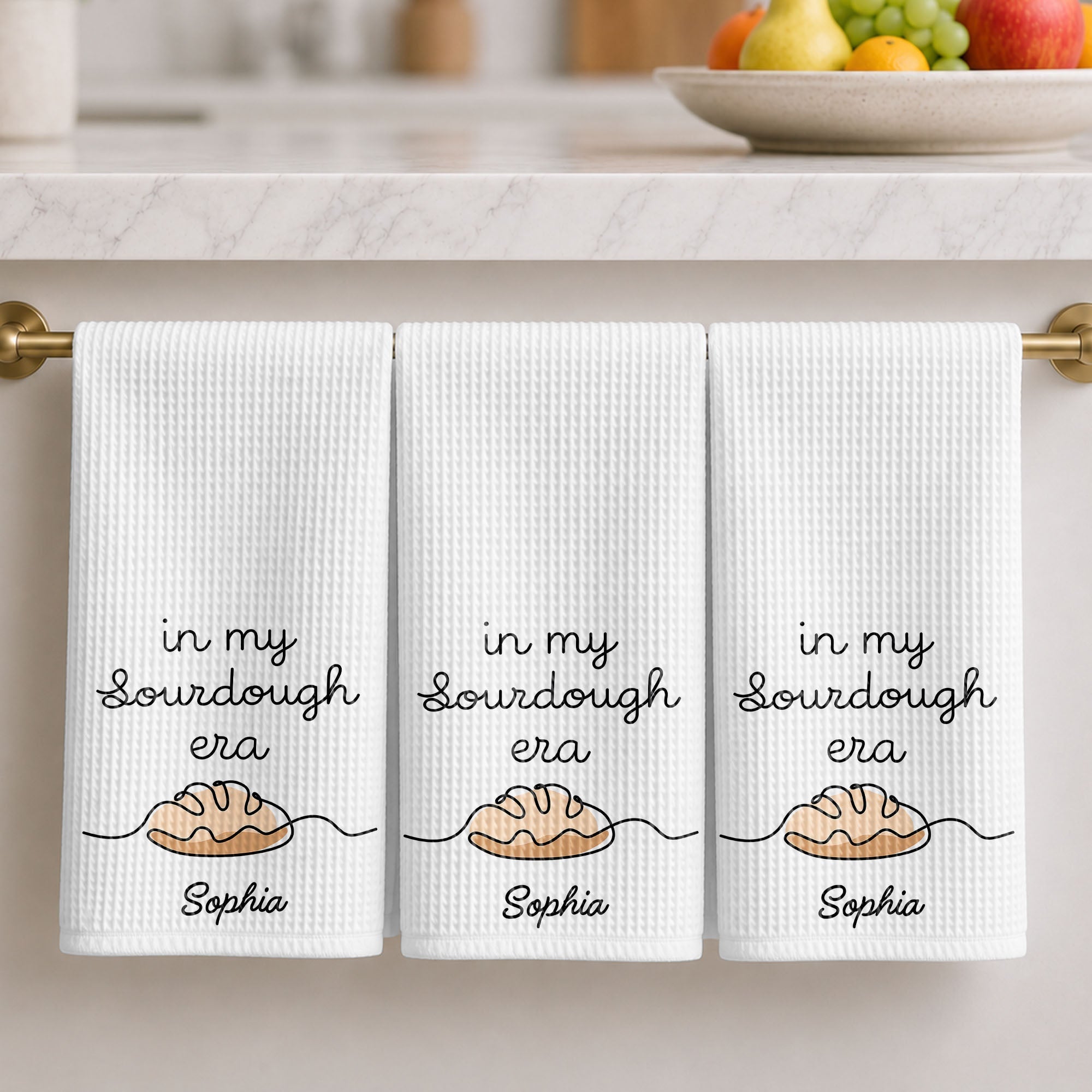 Personalized Minimalist Bread Art Kitchen Towel Gift for Bakers