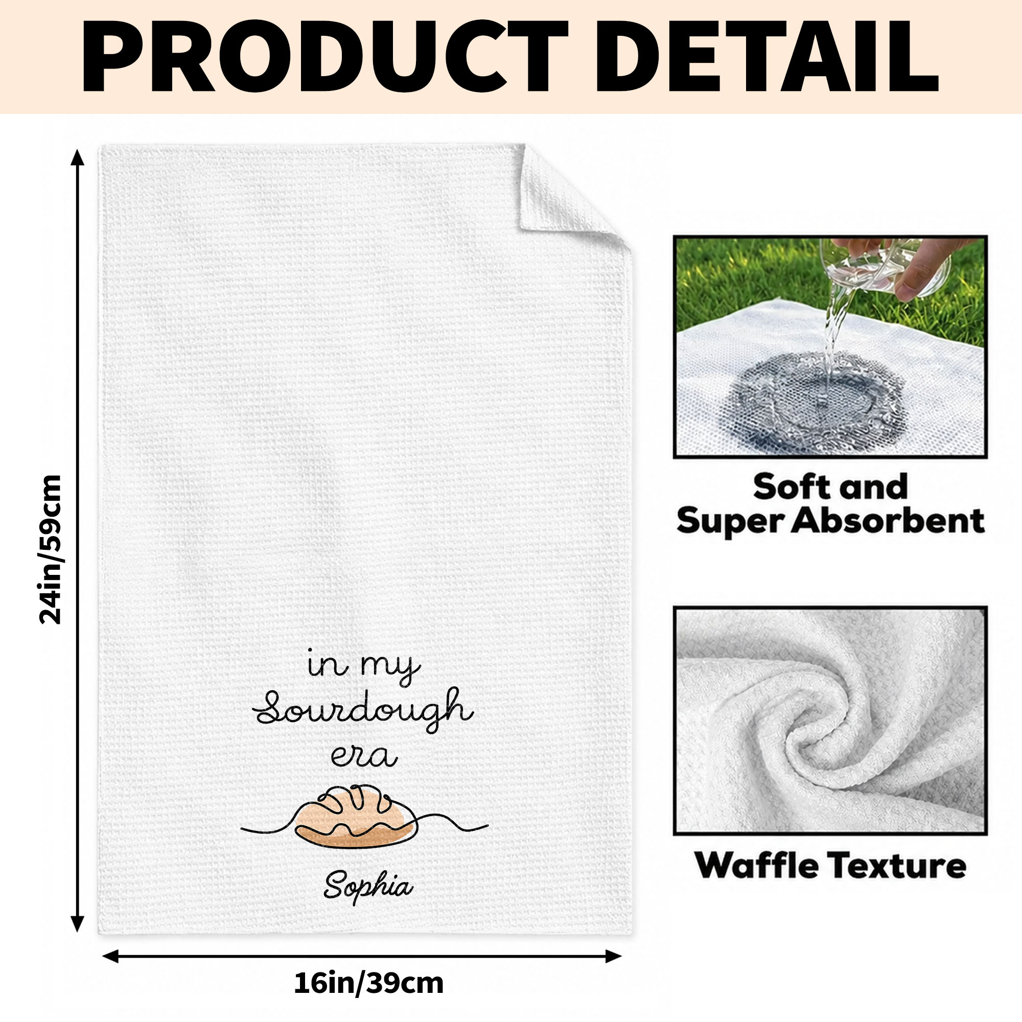 Personalized Minimalist Bread Art Kitchen Towel Gift for Bakers