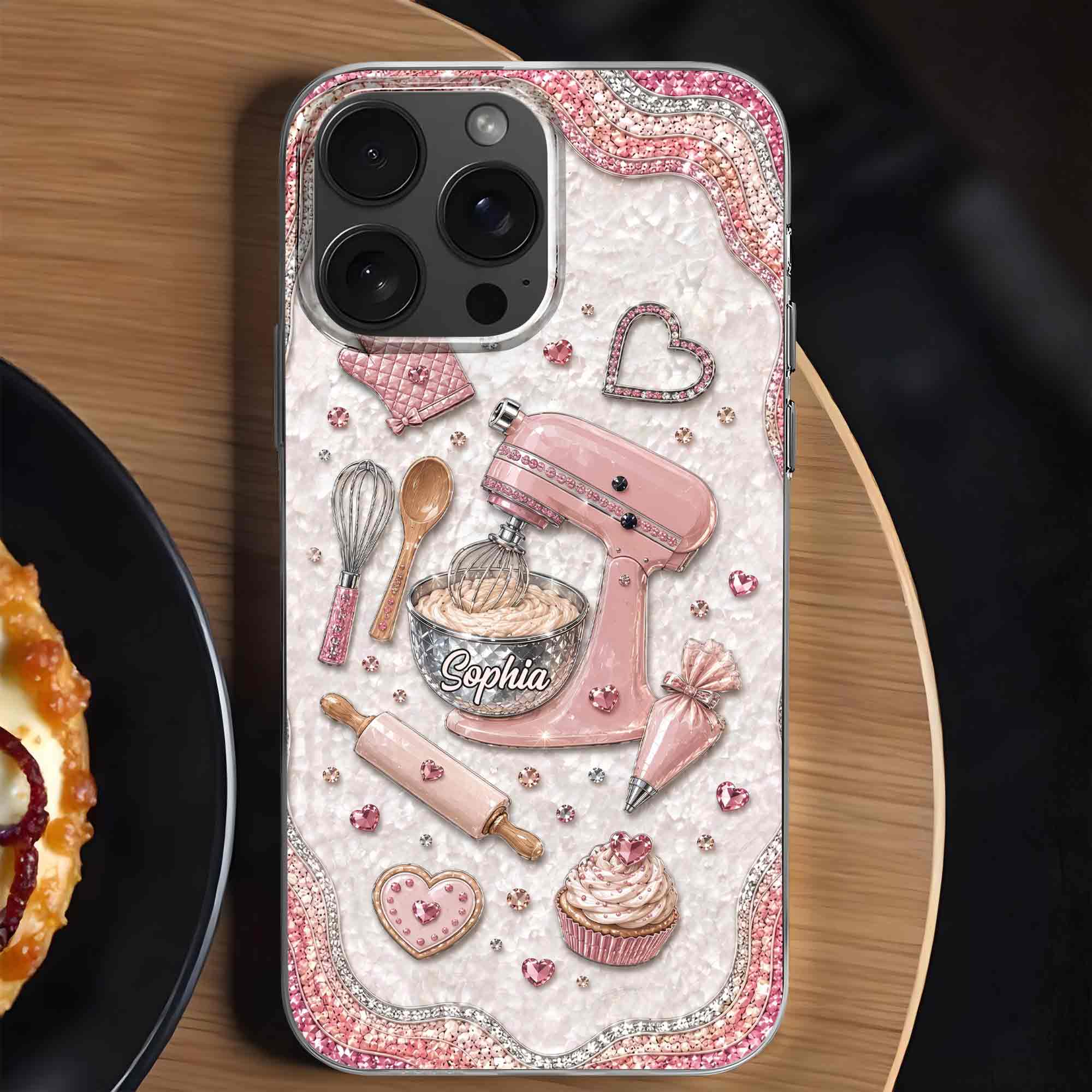 Personalized Clear Phone Case for Baking Lovers Custom Name Gift