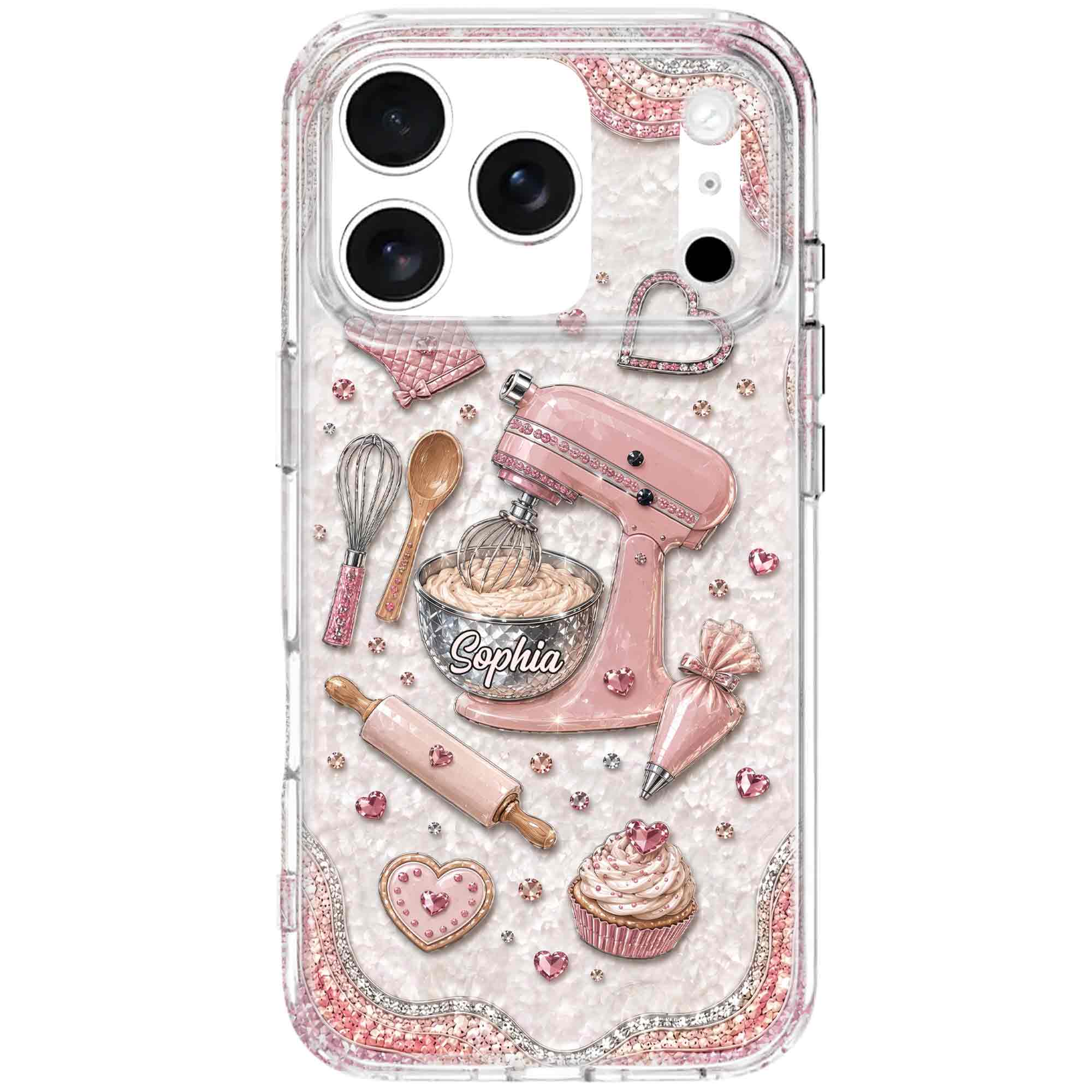 Personalized Clear Phone Case for Baking Lovers Custom Name Gift