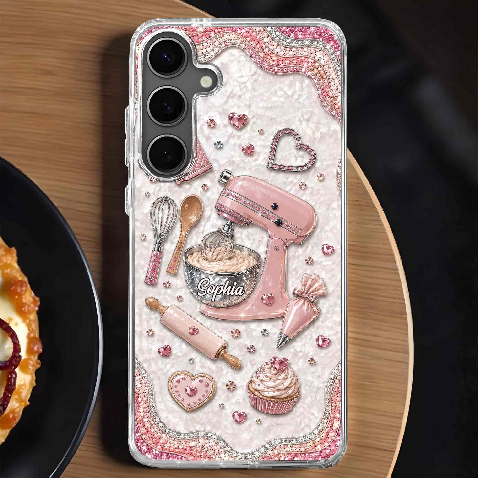 Personalized Clear Phone Case for Baking Lovers Custom Name Gift