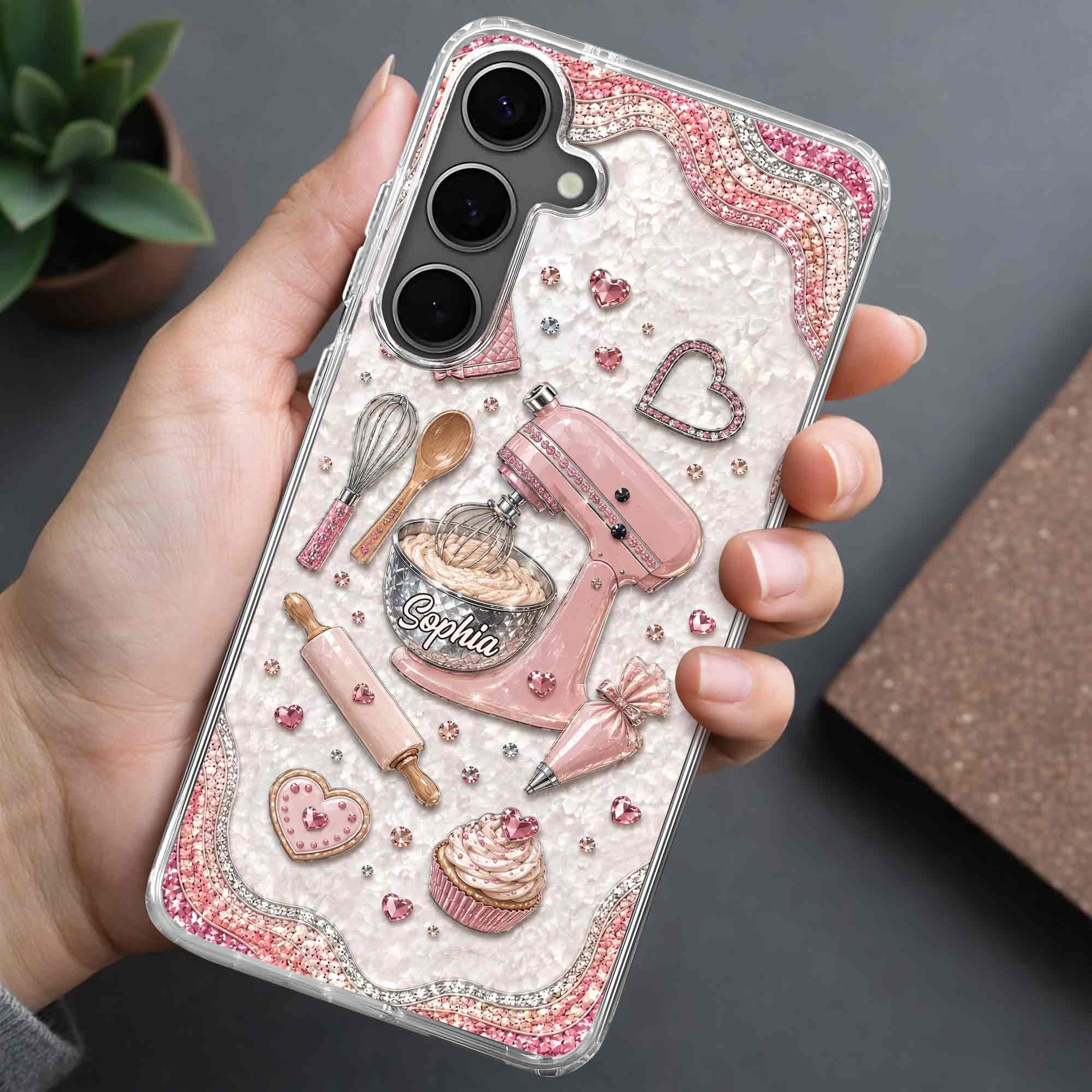 Personalized Clear Phone Case for Baking Lovers Custom Name Gift
