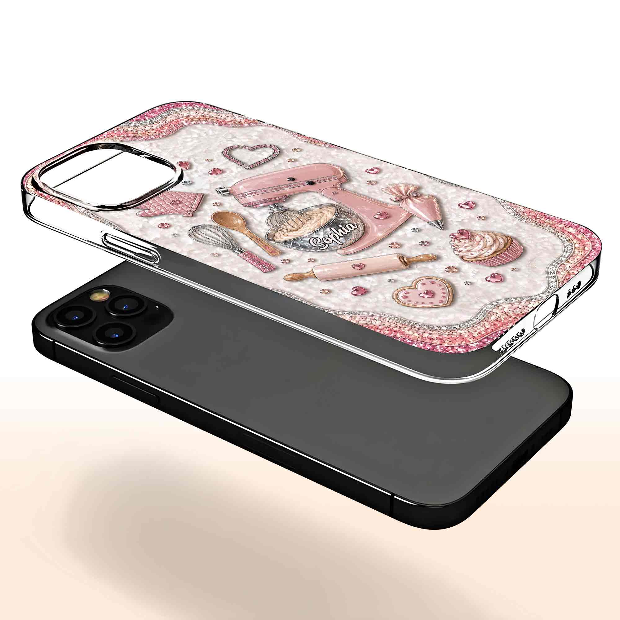 Personalized Clear Phone Case for Baking Lovers Custom Name Gift