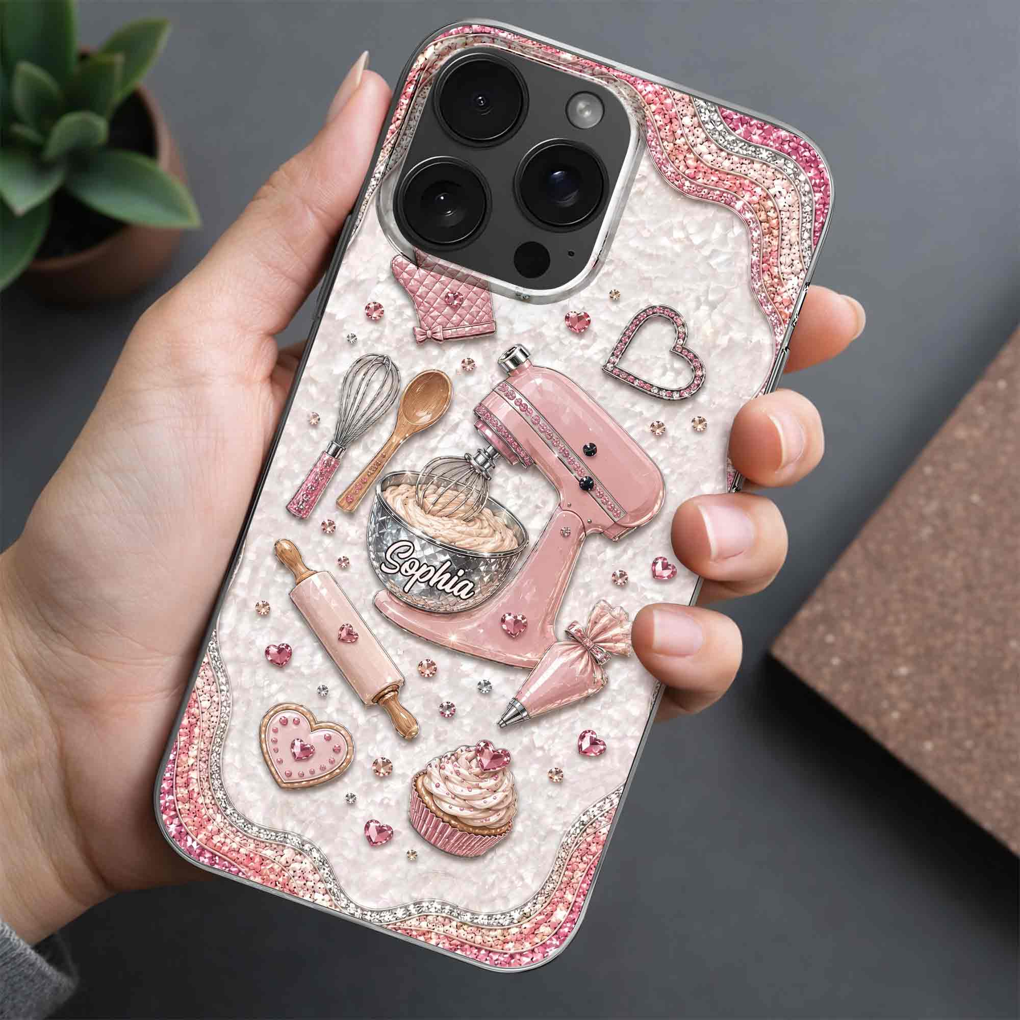 Personalized Clear Phone Case for Baking Lovers Custom Name Gift