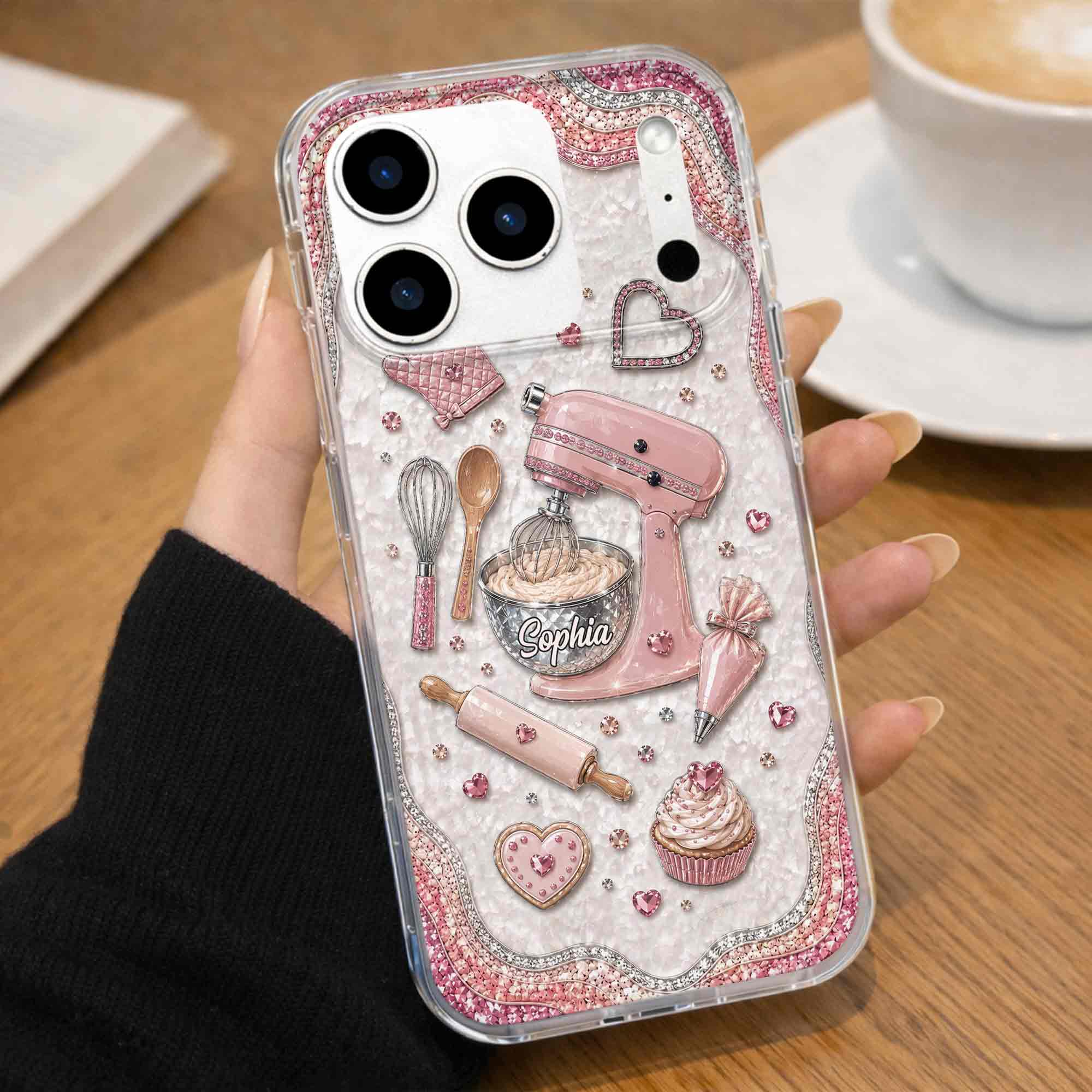 Personalized Clear Phone Case for Baking Lovers Custom Name Gift