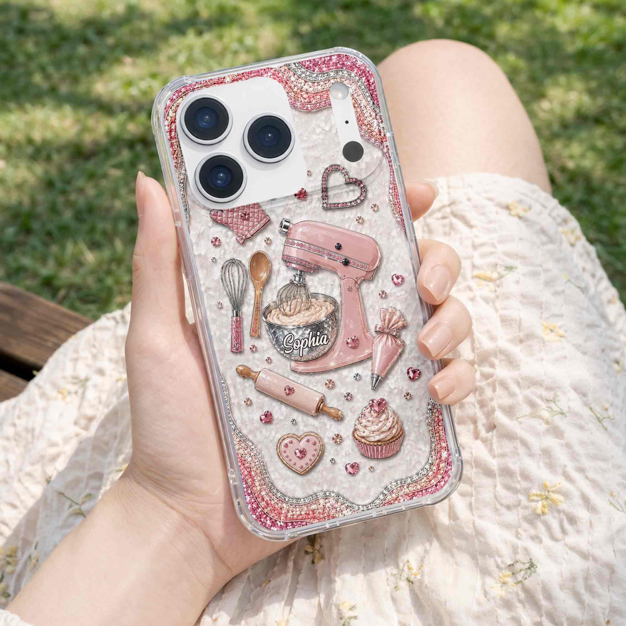 Personalized Clear Phone Case for Baking Lovers Custom Name Gift