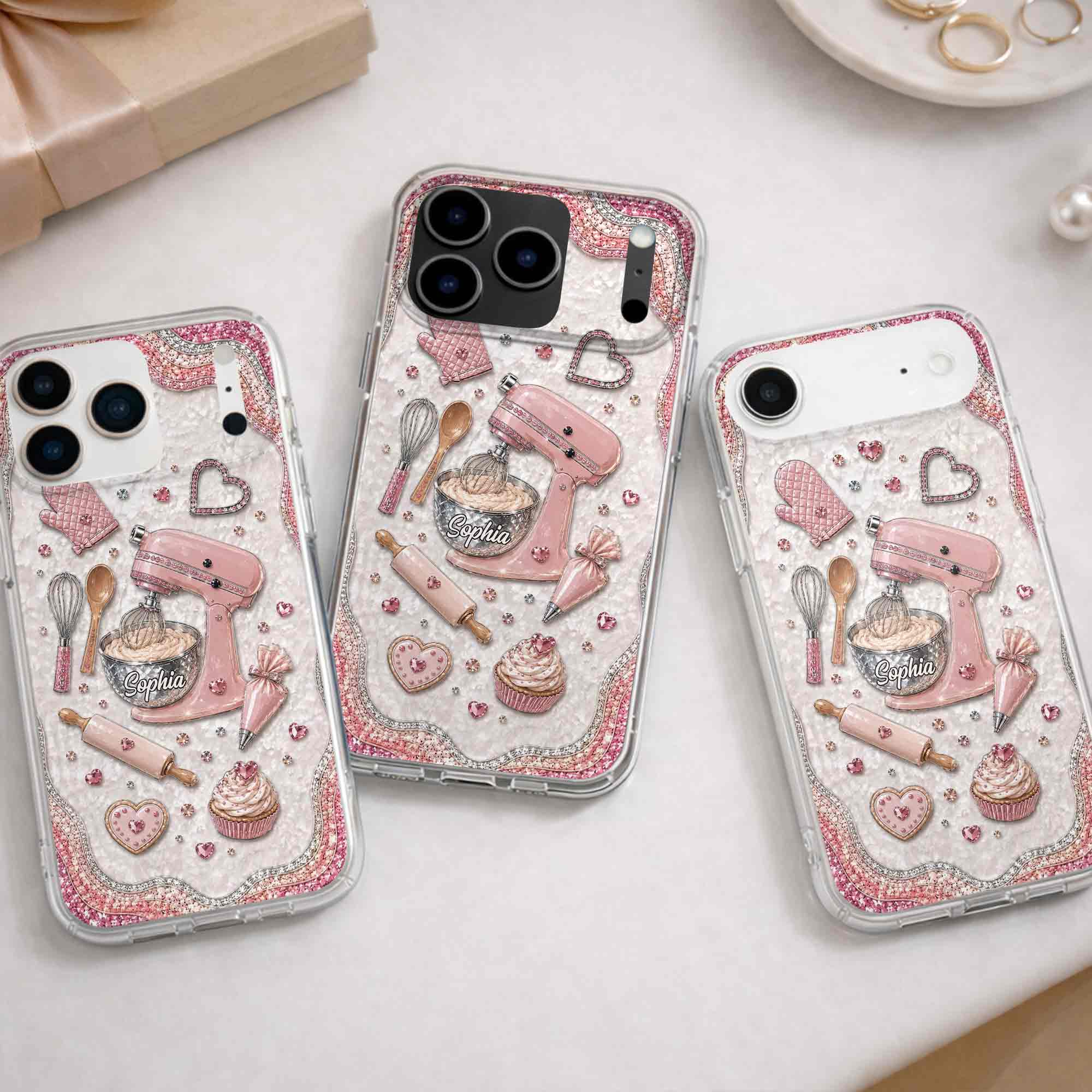 Personalized Clear Phone Case for Baking Lovers Custom Name Gift