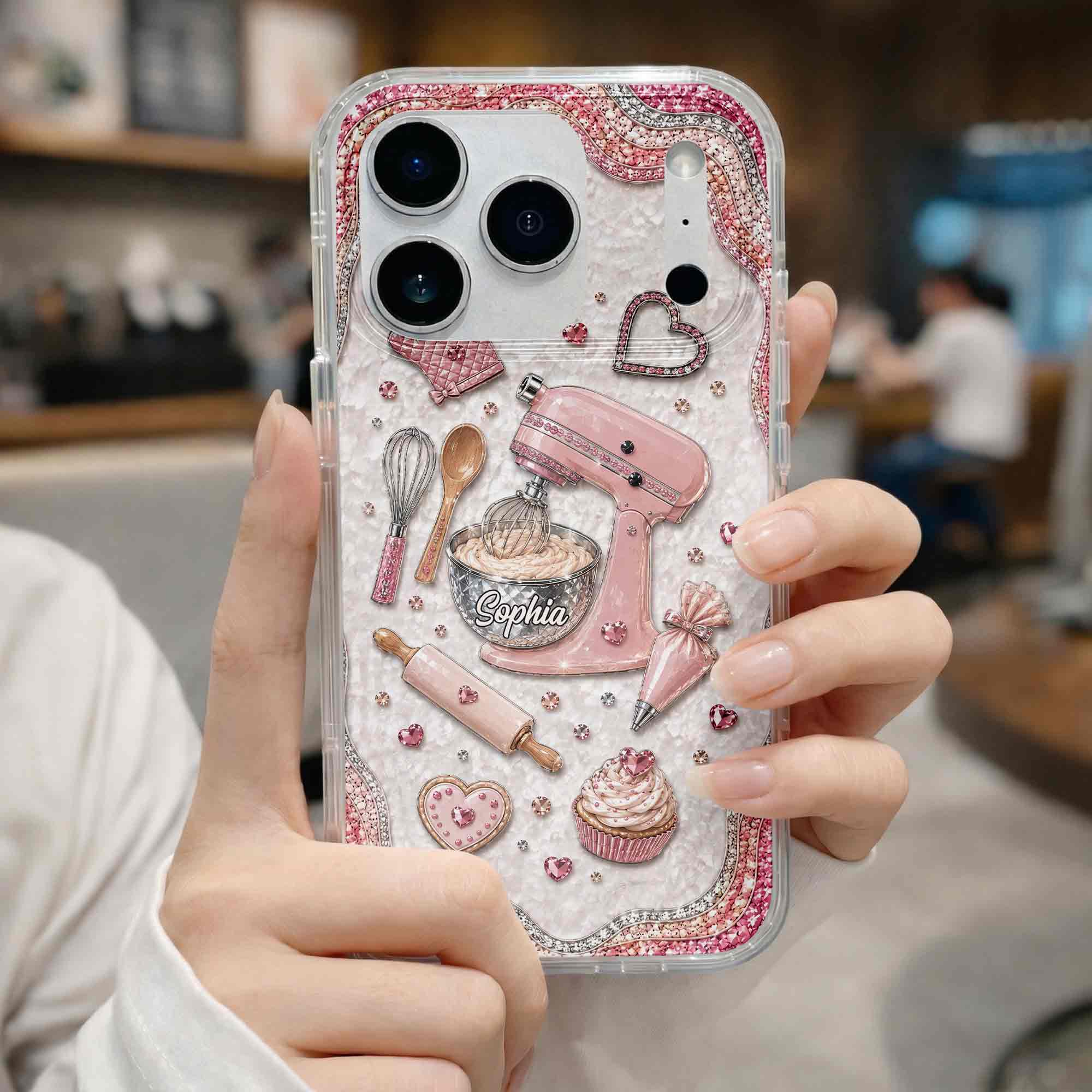 Personalized Clear Phone Case for Baking Lovers Custom Name Gift