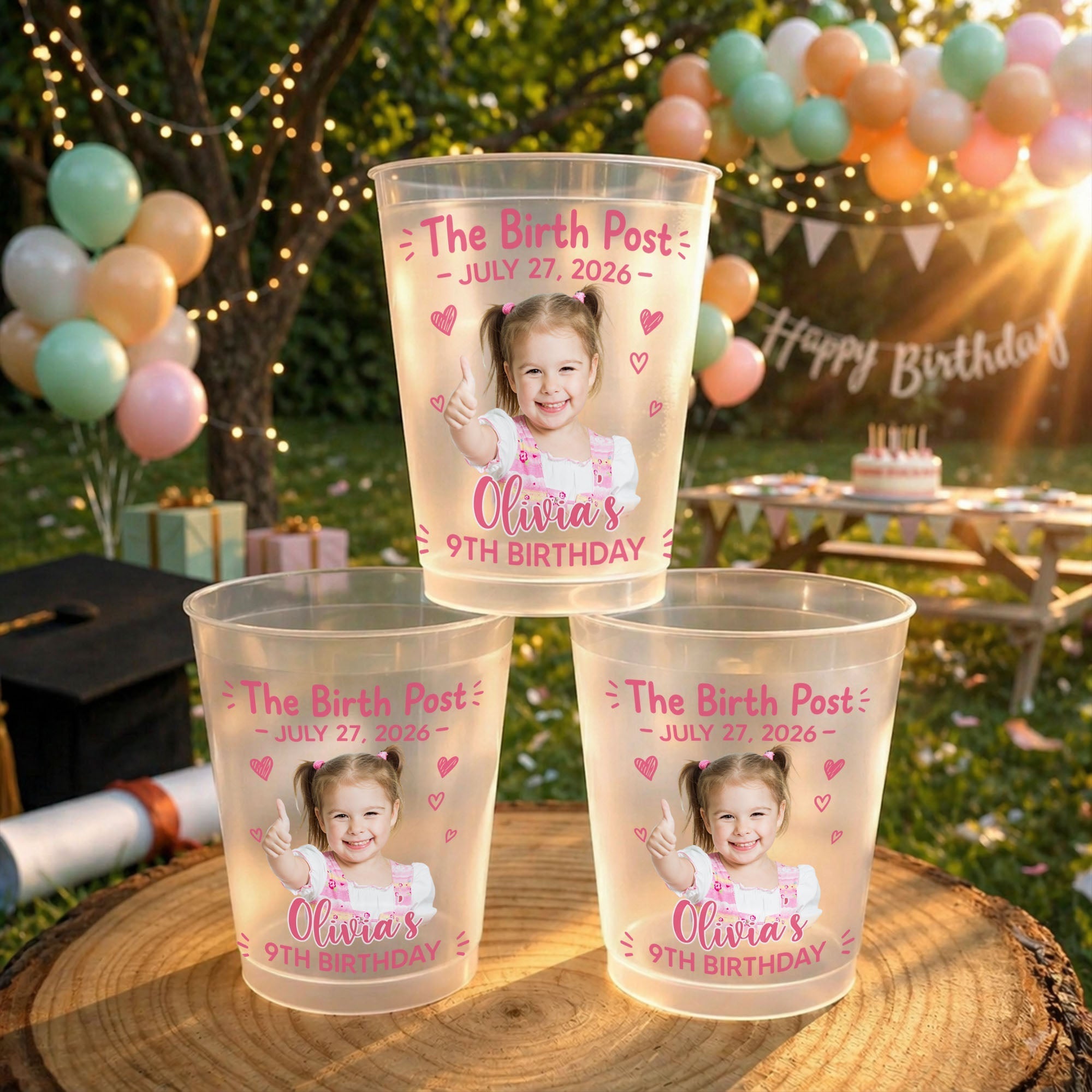 Personalized Frosted Cups Custom Photo Gift for Birthday