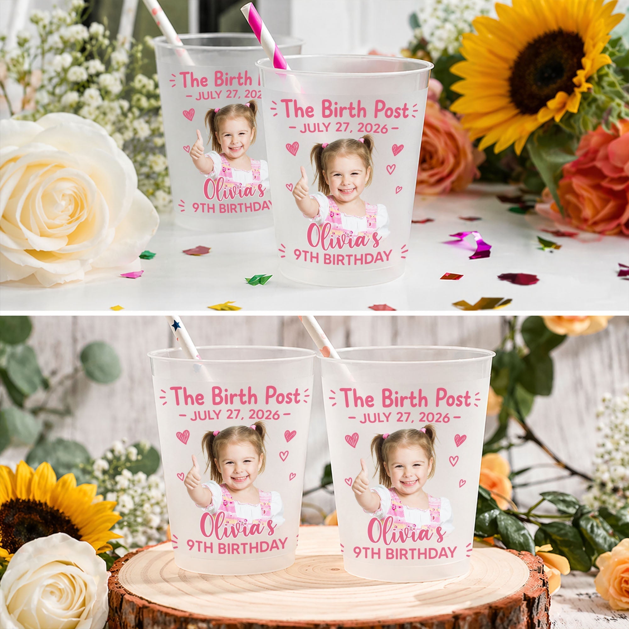 Personalized Frosted Cups Custom Photo Gift for Birthday