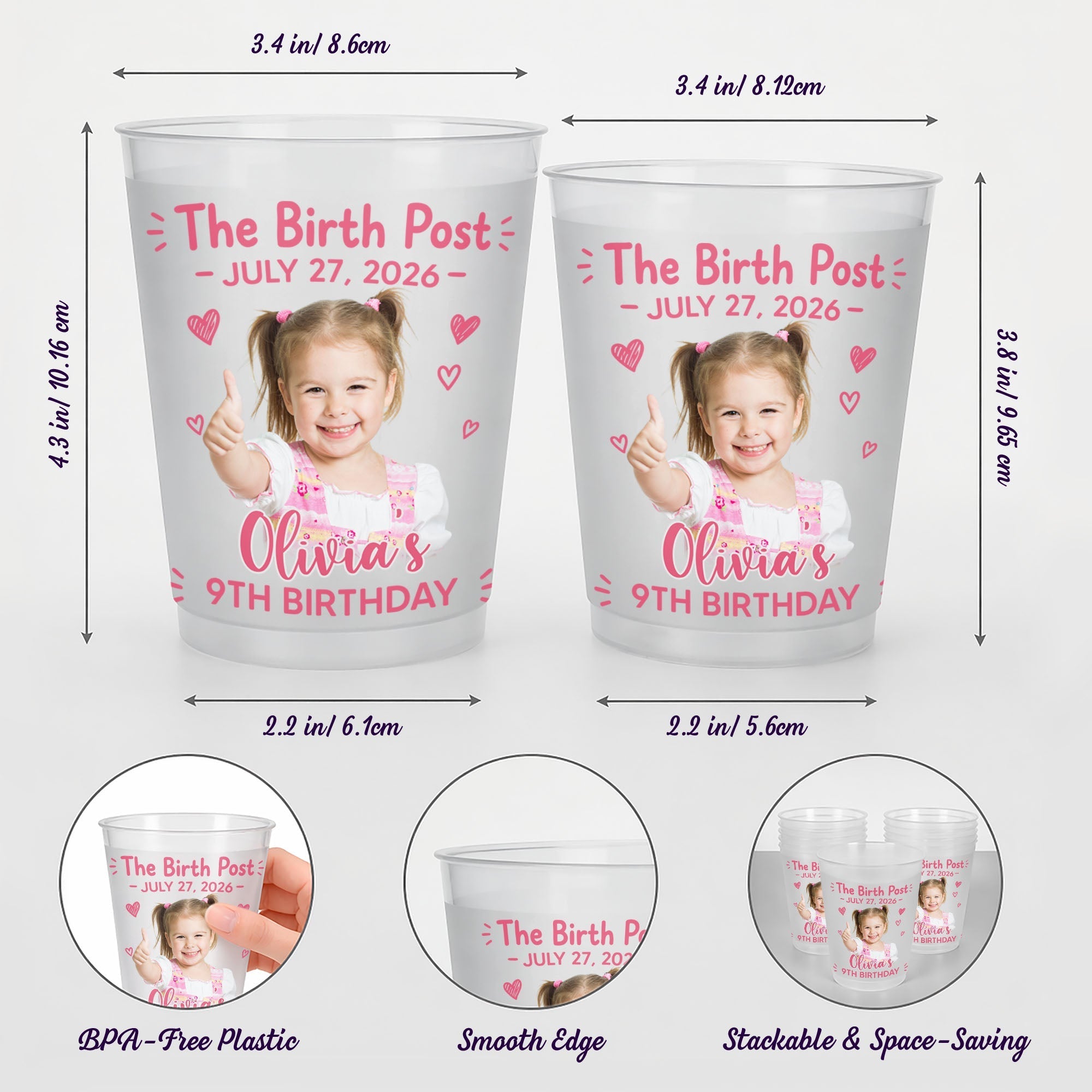 Personalized Frosted Cups Custom Photo Gift for Birthday