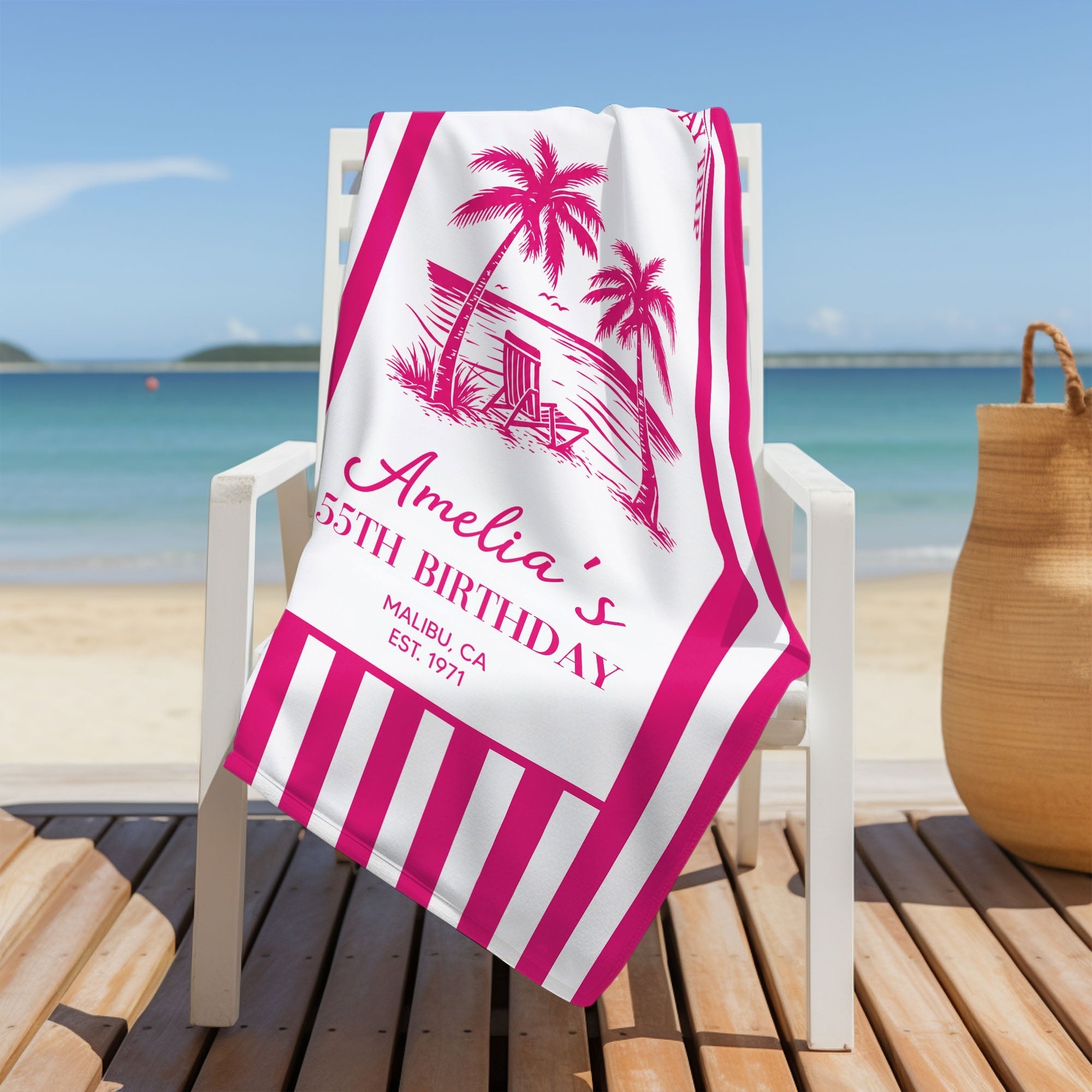 Personalized Beach Towel Custom Name Gift for Best Friends