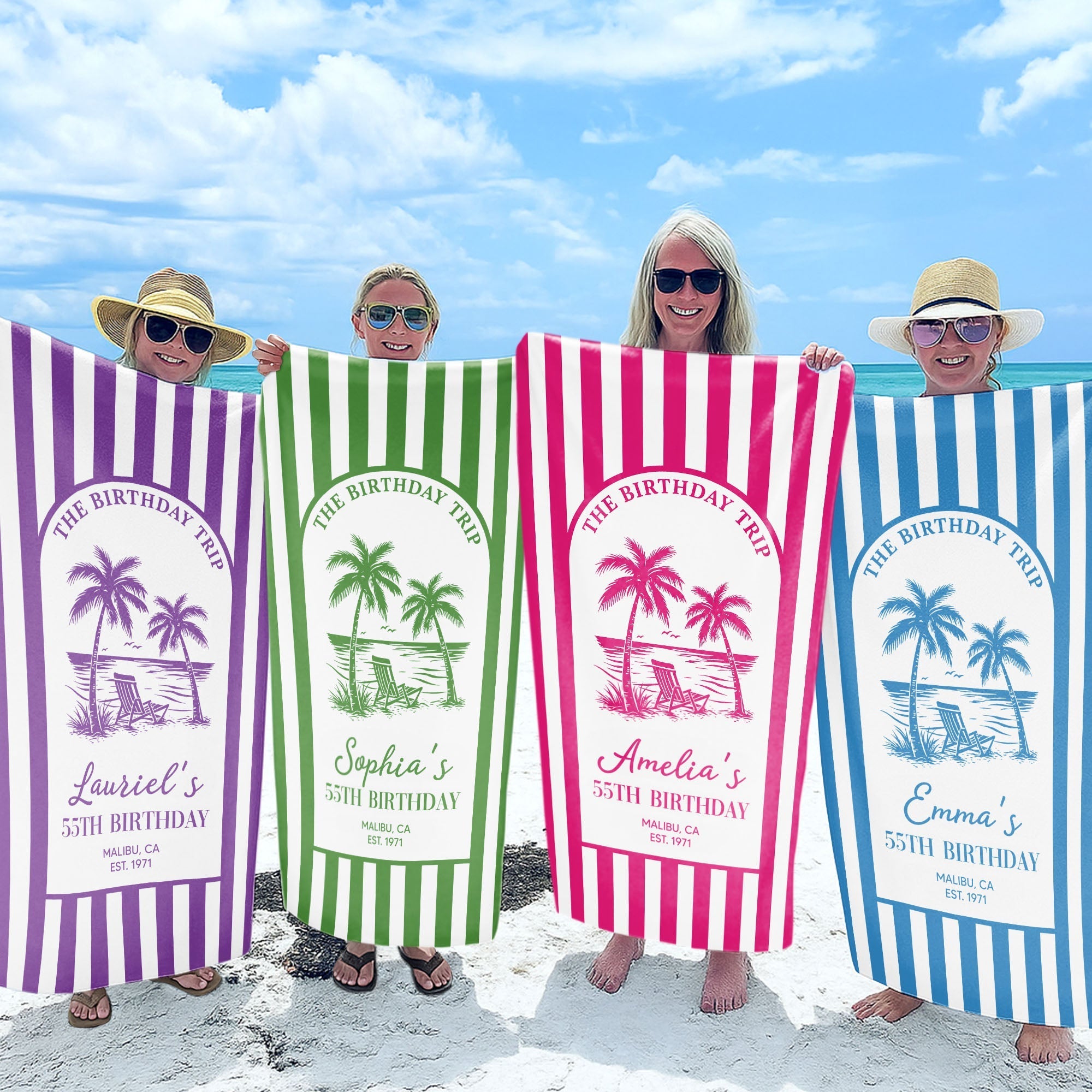 Personalized Beach Towel Custom Name Gift for Best Friends