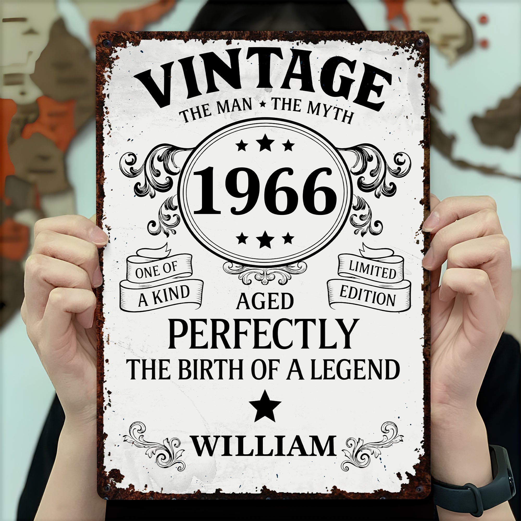 Personalized Vintage Metal Sign Custom Name Gift for Dad
