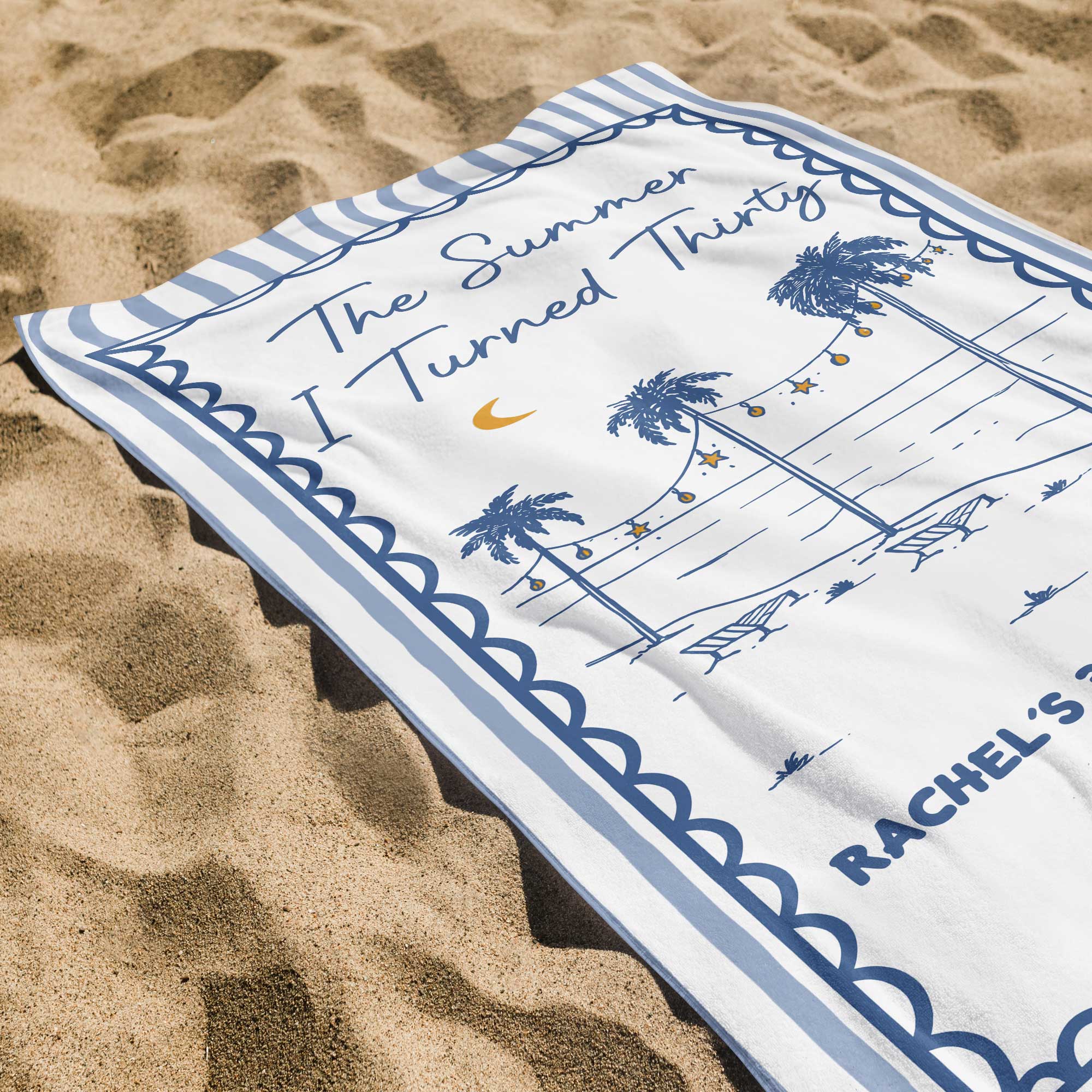 Personalized Beach Towel Custom Name Gift for Birthday