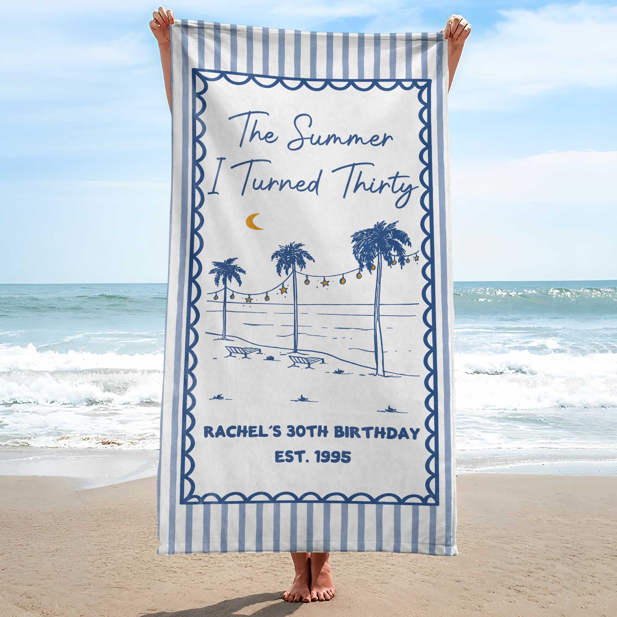 Personalized Beach Towel Custom Name Gift for Birthday