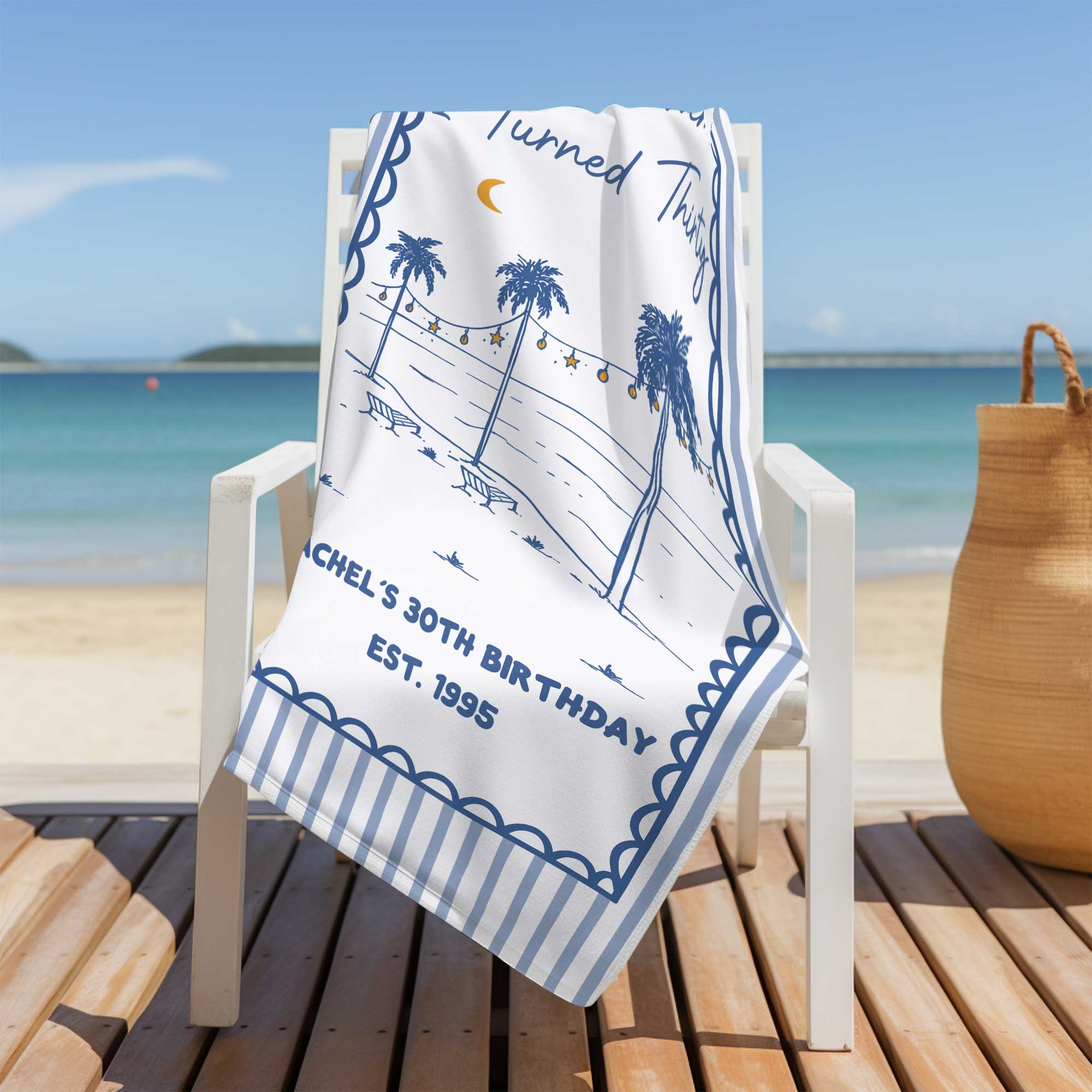 Personalized Beach Towel Custom Name Gift for Birthday