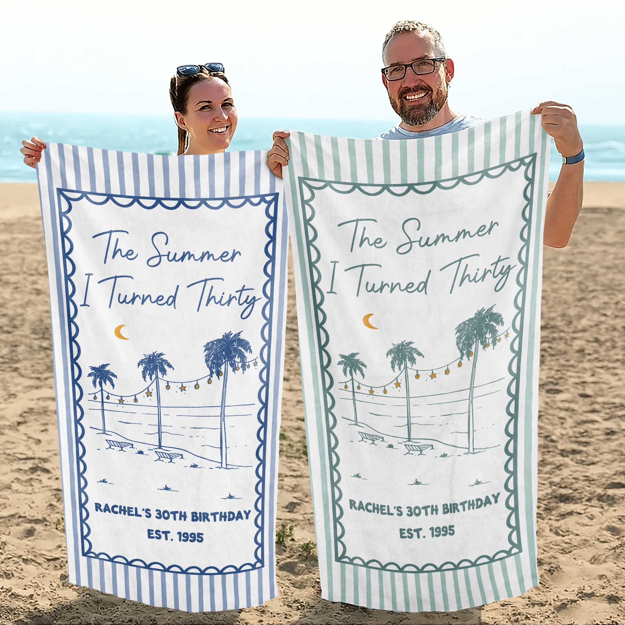 Personalized Beach Towel Custom Name Gift for Birthday