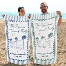 Load image into Gallery viewer, Personalized Beach Towel Custom Name Gift for Birthday
