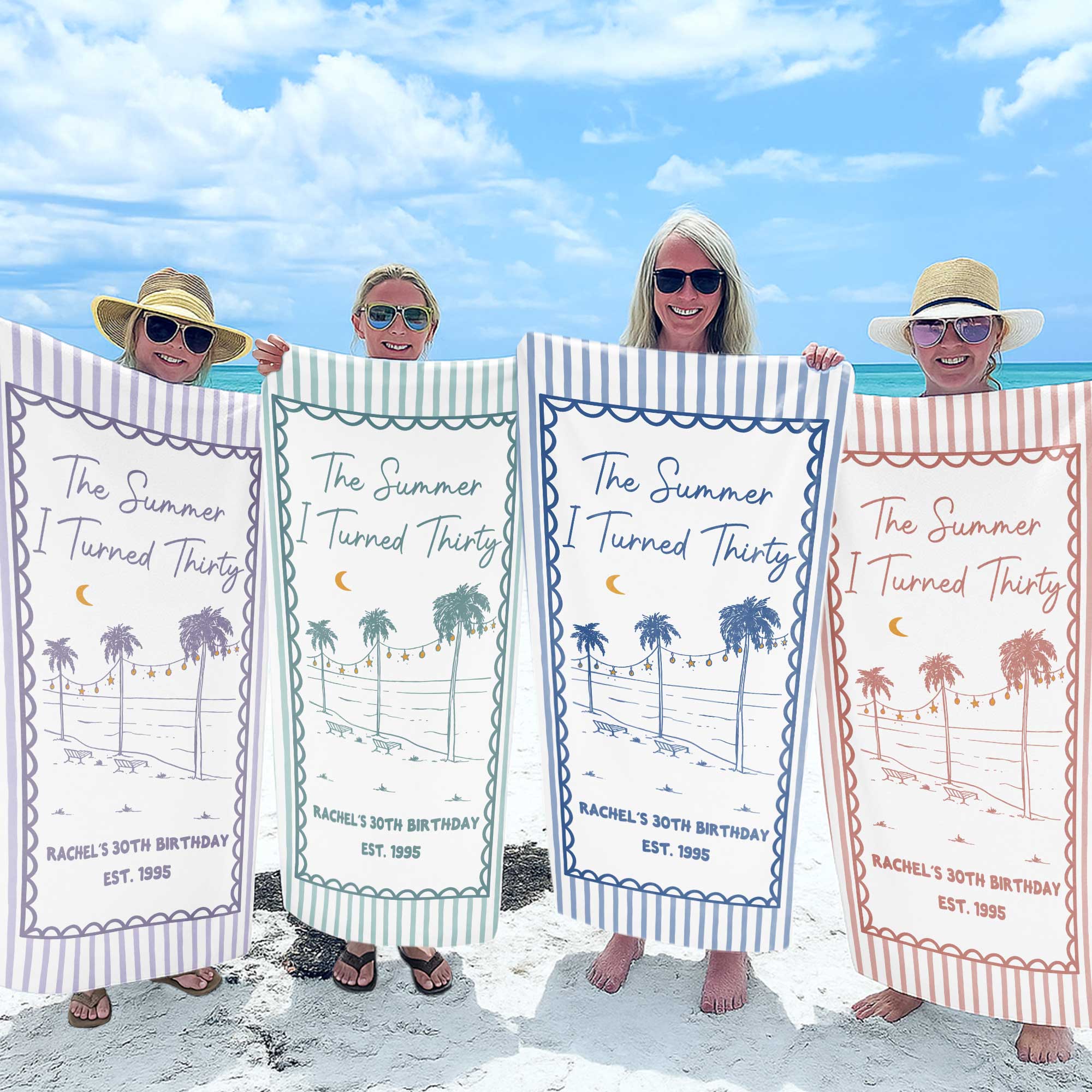 Personalized Beach Towel Custom Name Gift for Birthday