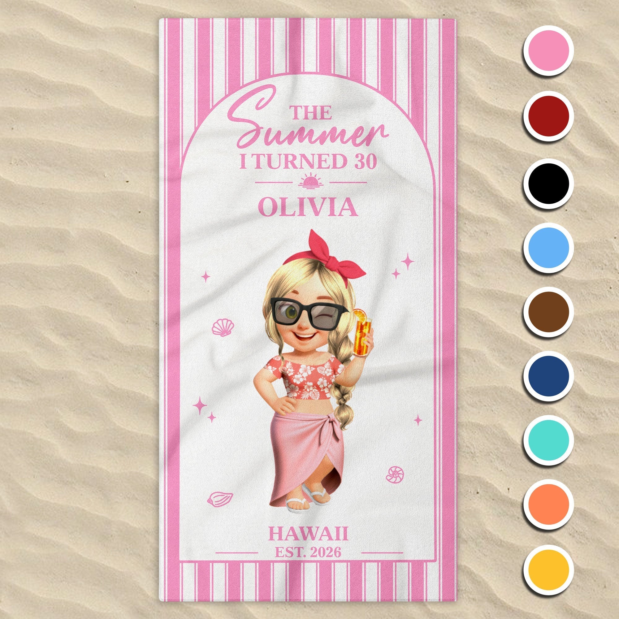 Personalized Microfiber Beach Towel Custom Name Gift for Her