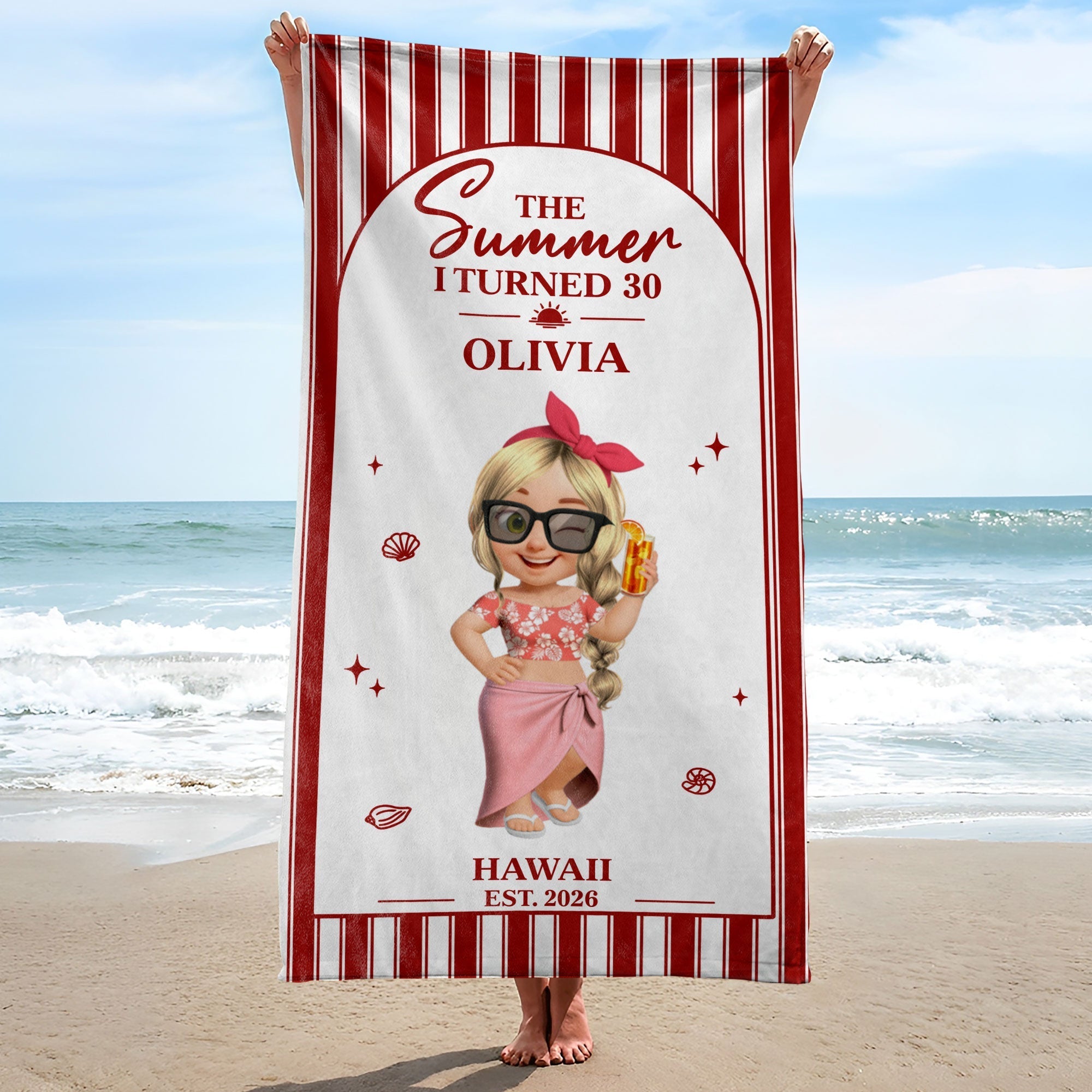 Personalized Microfiber Beach Towel Custom Name Gift for Her