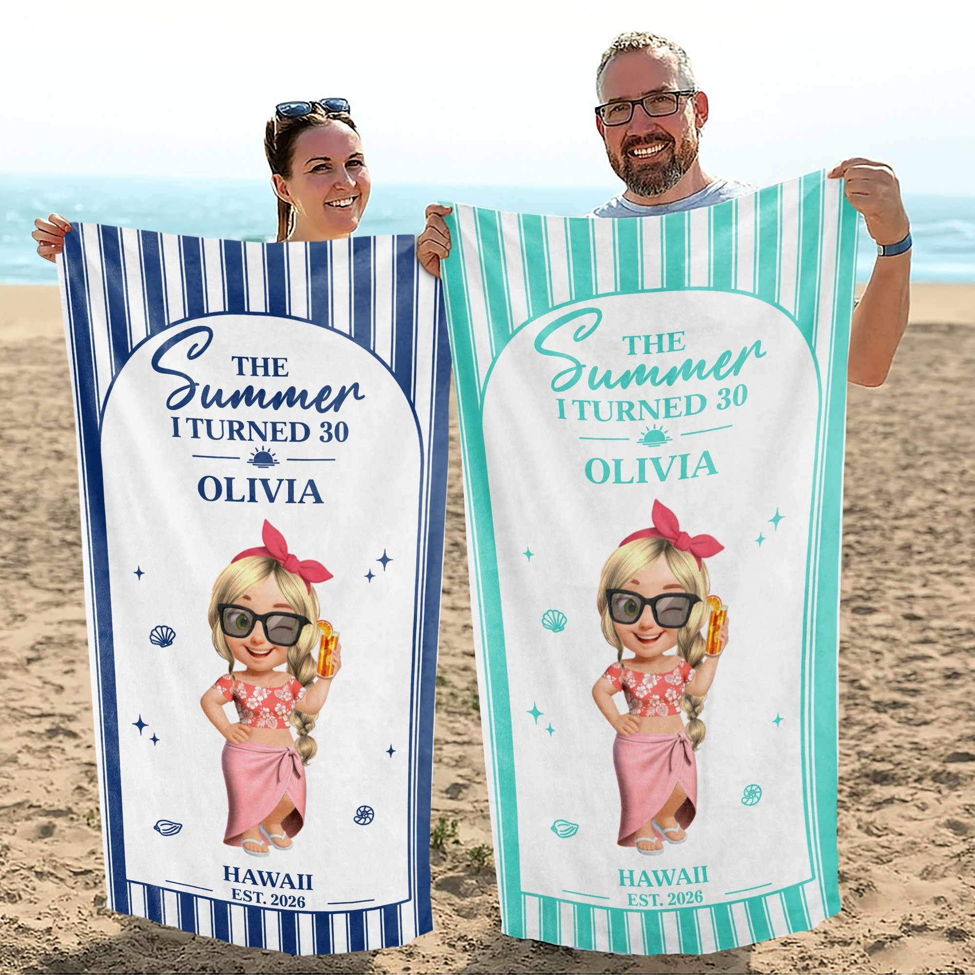 Personalized Microfiber Beach Towel Custom Name Gift for Her