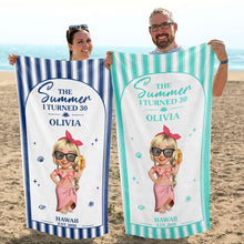 Load image into Gallery viewer, Personalized Microfiber Beach Towel Custom Name Gift for Her
