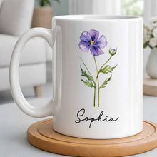Load image into Gallery viewer, Personalized Flower Birth Month Coffee Mug Custom Gift for Mom
