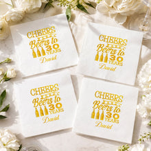 Load image into Gallery viewer, Personalized Cocktail Napkins Custom Beer Theme Birthday Gift
