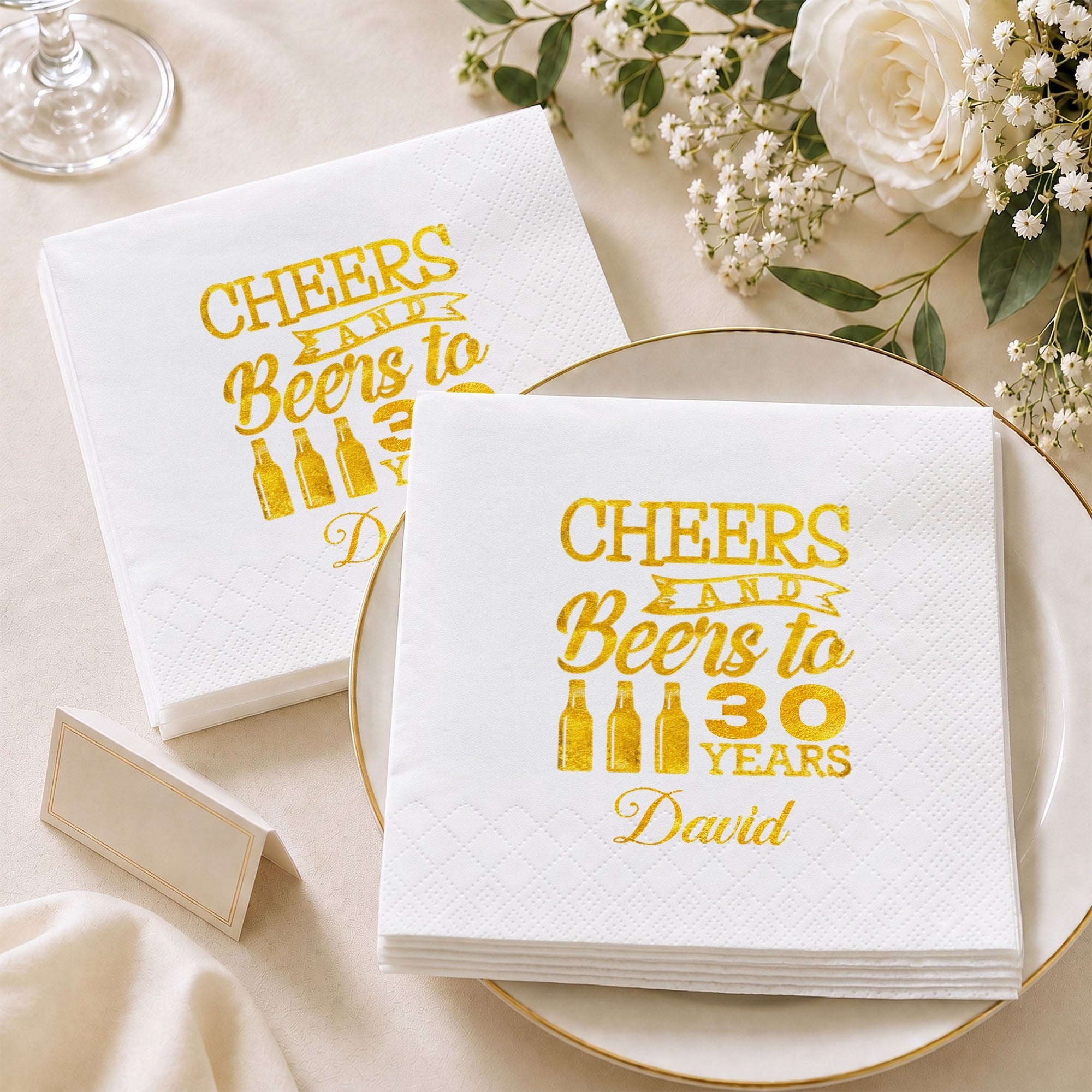 Personalized Cocktail Napkins Custom Beer Theme Birthday Gift