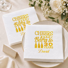 Load image into Gallery viewer, Personalized Cocktail Napkins Custom Beer Theme Birthday Gift
