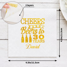 Load image into Gallery viewer, Personalized Cocktail Napkins Custom Beer Theme Birthday Gift

