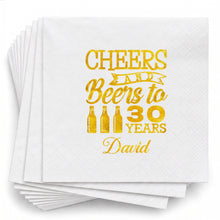 Load image into Gallery viewer, Personalized Cocktail Napkins Custom Beer Theme Birthday Gift
