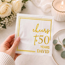 Load image into Gallery viewer, Personalized Cocktail Napkins Elegant Gold Design Custom Name Gift for Birthday

