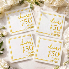 Load image into Gallery viewer, Personalized Cocktail Napkins Elegant Gold Design Custom Name Gift for Birthday
