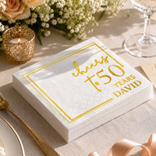 Load image into Gallery viewer, Personalized Cocktail Napkins Elegant Gold Design Custom Name Gift for Birthday
